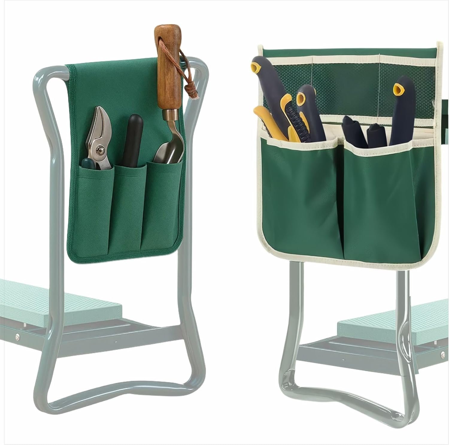 COCO Garden Pouches for Kneeler – 2 Pack Outdoor Gardening Stool Pouch, Workseat Storage Tote Hanging Organizer, Heavy-Duty 600D Oxford Cloth Tool Bag