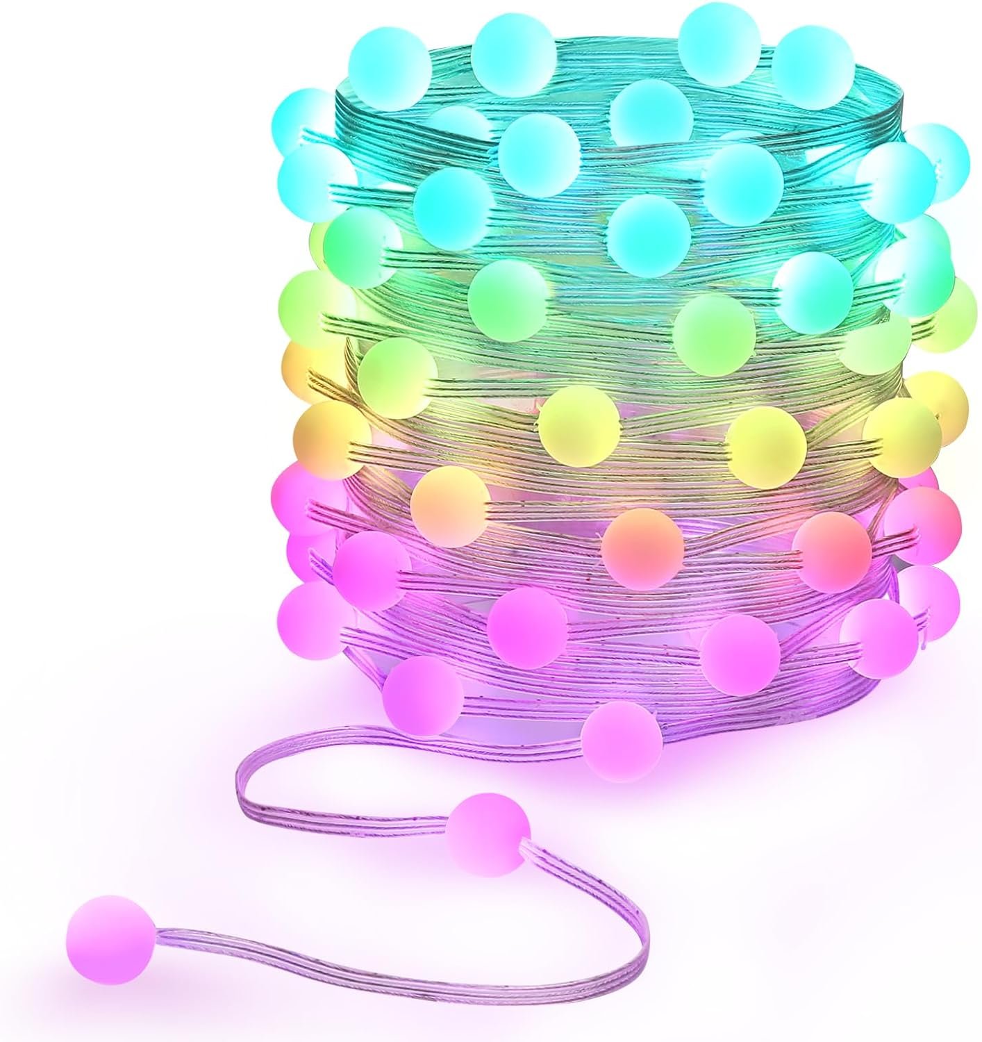 33ft Mini Ball String Lights, RGB Color Changing Fairy Lights