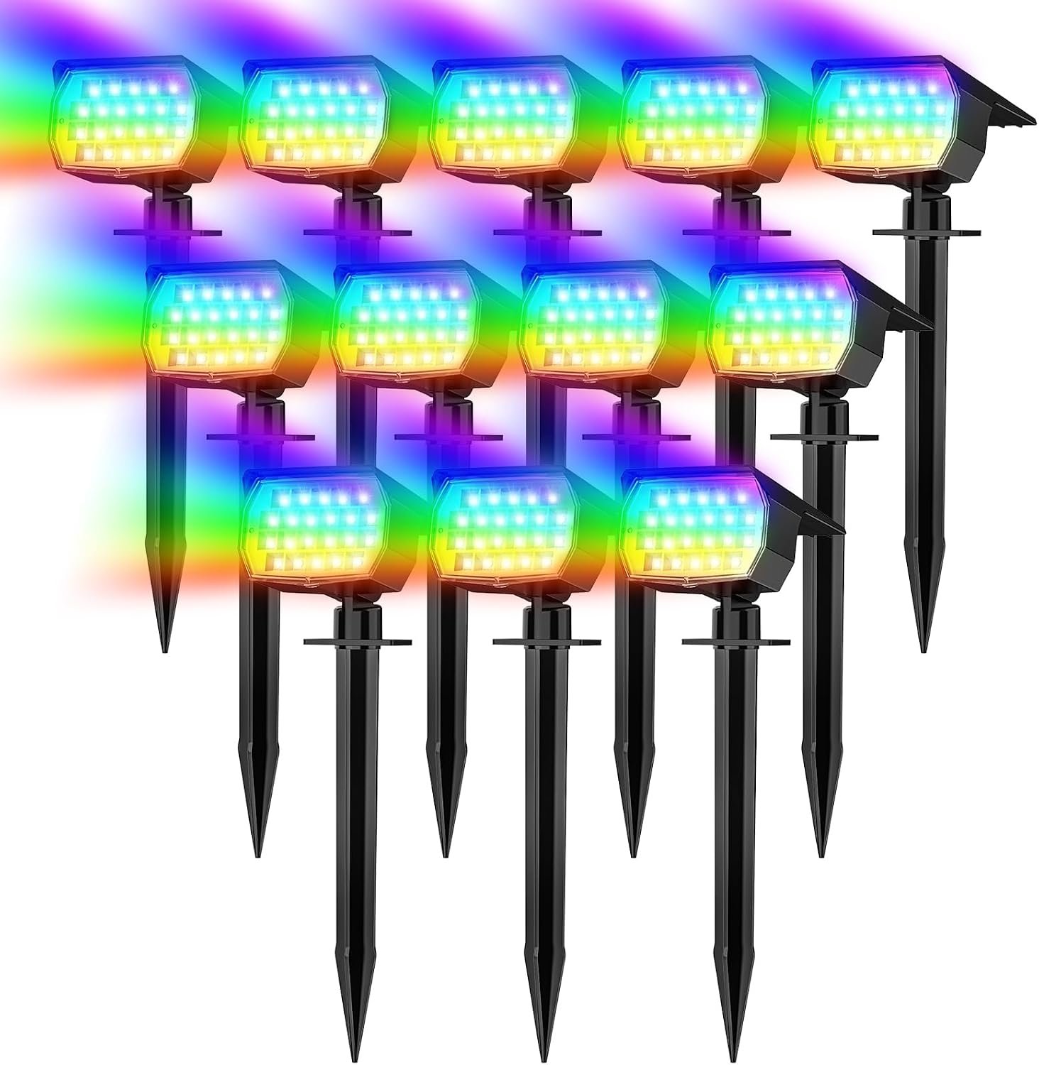 WENATY Solar Spot Lights Outdoor Spotlight Christmas 12 Pack Color Changing