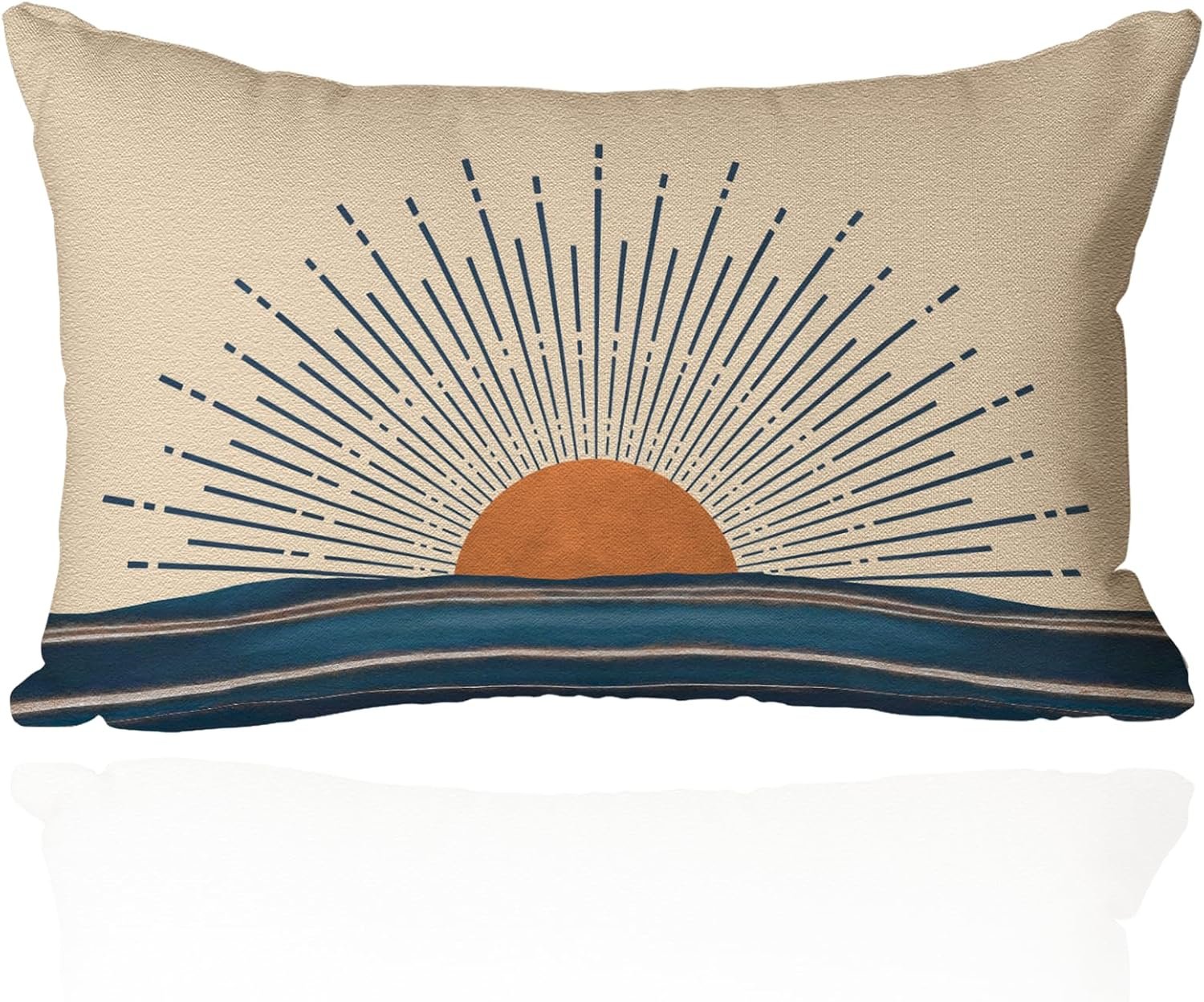 Bohemian Sunrise Sunset Pillow Covers 12×20 Inch- Horizontal Sunset Sunrise Abstract Throw Pillow Covers- Retro Chic Lumbar Cushion Case for Couch, Sofa- Decorative Boho Hippie Aesthetic Pillowcase