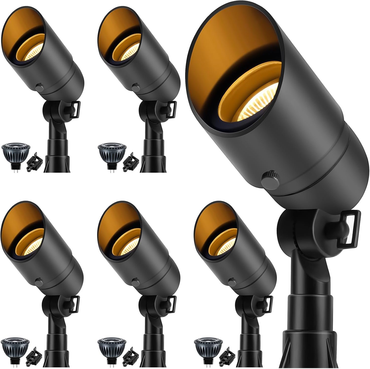 Gardencoin Low Voltage Landscape Spotlight, 12V LED Outdoor Landscape Lighting, Landscape Spot Lights Wired for Garden and Yard, Aluminum Up Lighting Fixture with 5W MR16 Replaceable Bulb (6 Pack)
