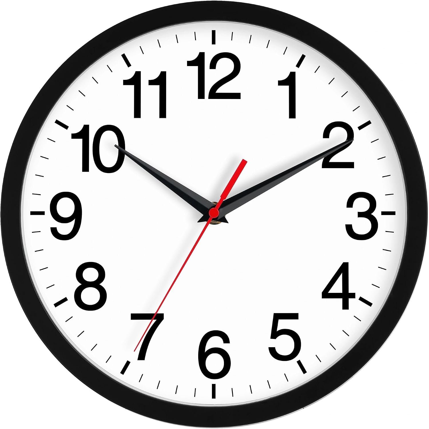 Rohioue Wall Clock Analog 14 Inch Black Battery Operated Silent Clock