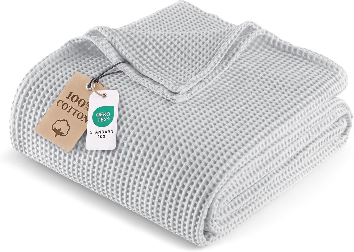 Exclusivo Mezcla 100% Cotton Large Waffle Throw Blanket for Couch, 50″X70″