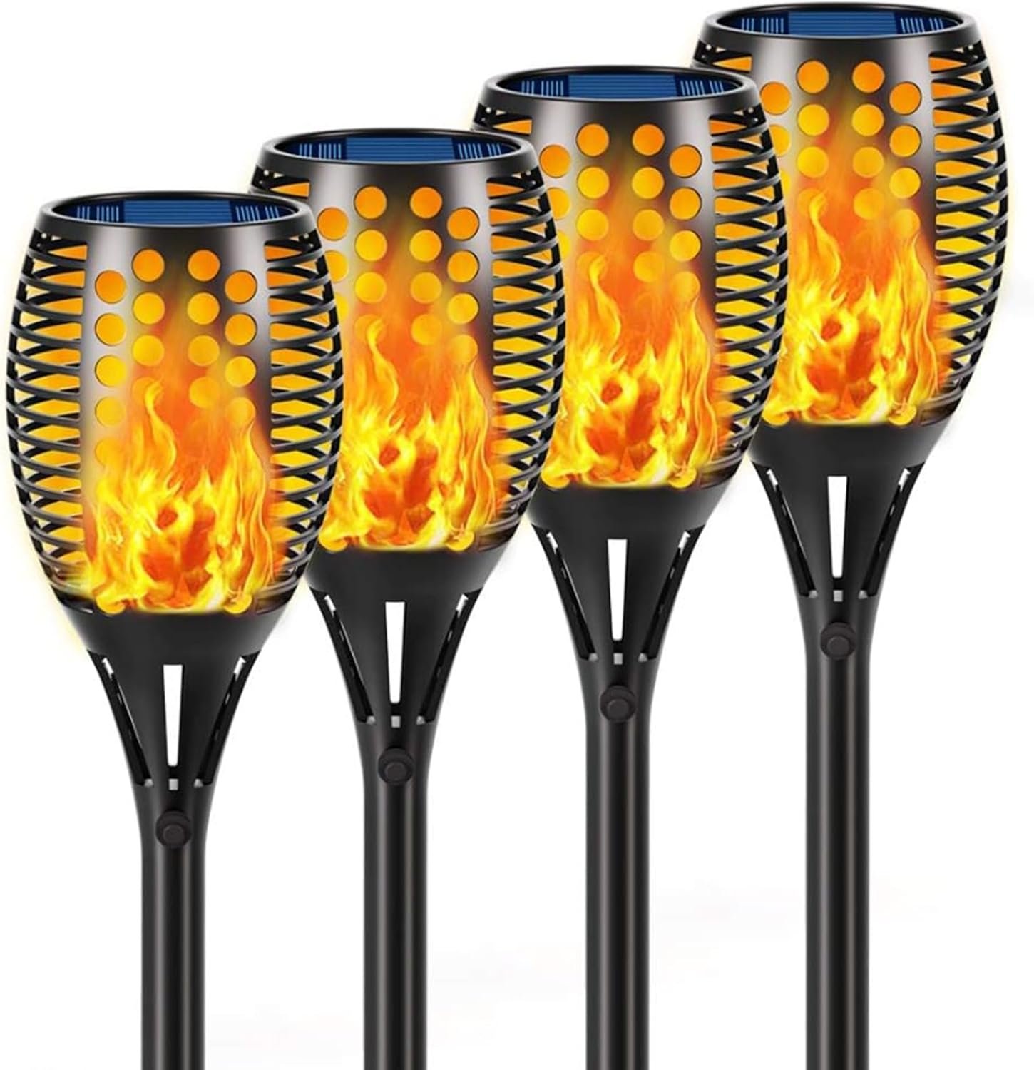 Aityvert 43″ Flickering Flame Solar Torch Lights Outdoor Waterproof, 4 Pack