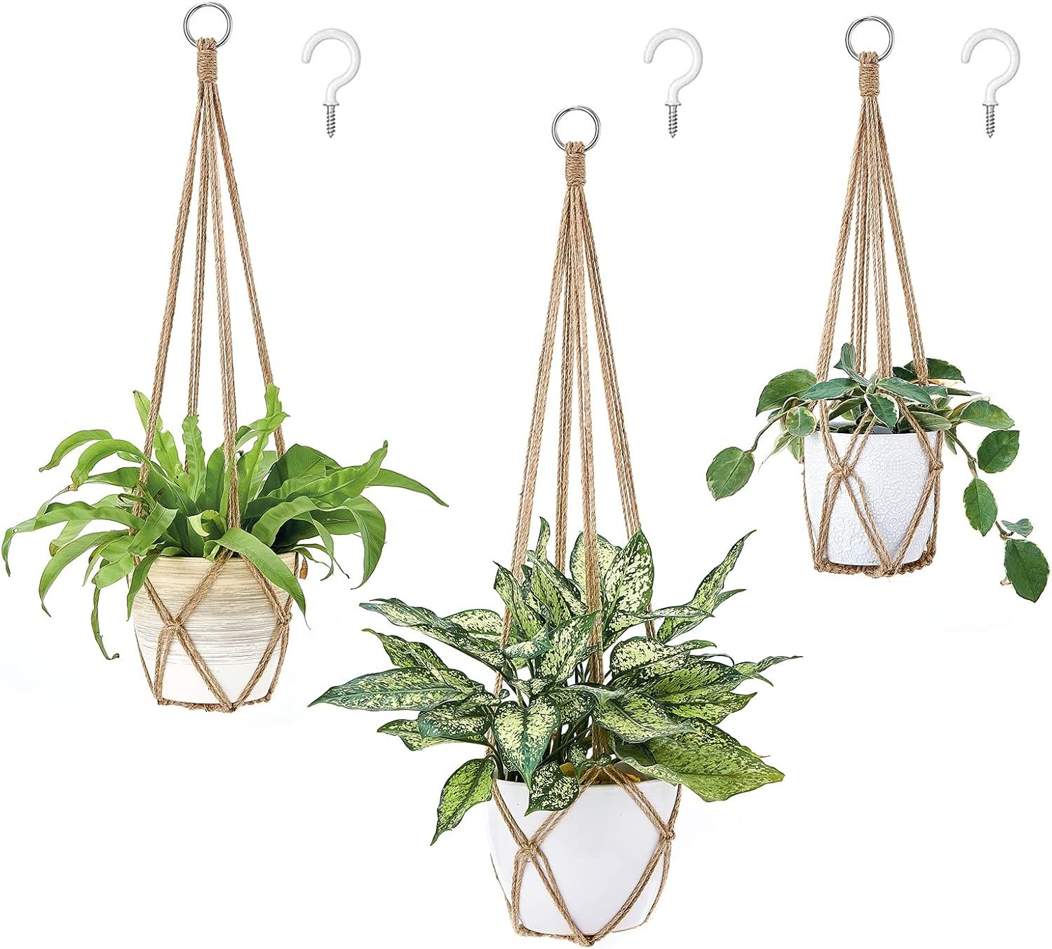 Dahey Macrame Plant Hanger Indoor Hanging Plant Holder Planter, Set of 3