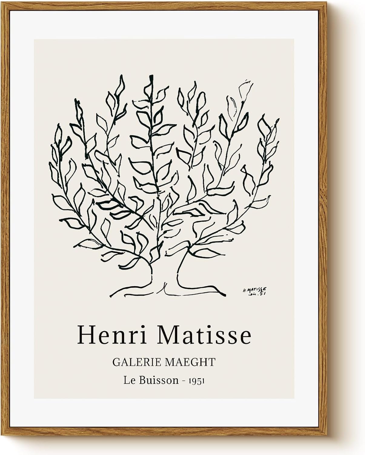 WHASAYART Henri Matisse Wall Art Botanical Line Framed Canvas Artwork 12×16