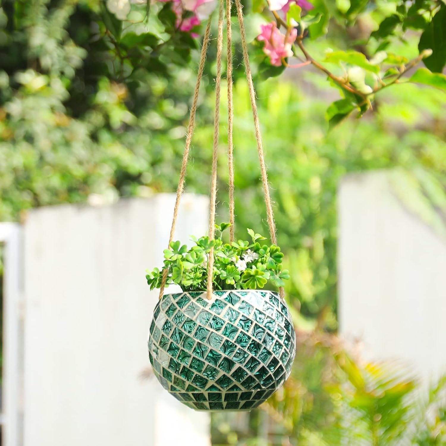 Ceramic Hanging Planter Mosaic Hanging Flower Pot