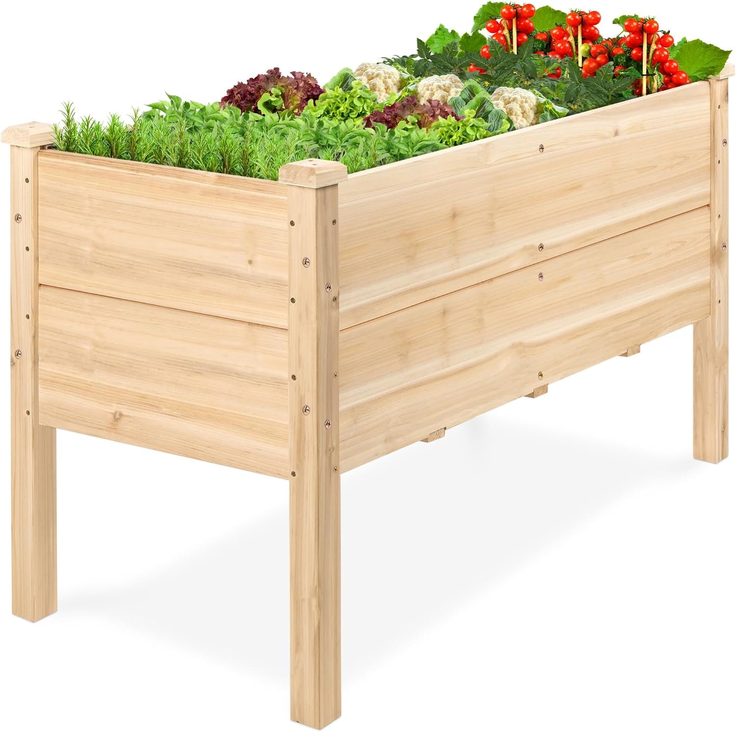 Best Choice Products 48″ x 24″ x 30″ Raised Garden Bed with Extra Deep 16″ Depth, Elevated Wood Planter Box Stand for Backyard, Patio, Balcony, Natural Fir Wood – Natural