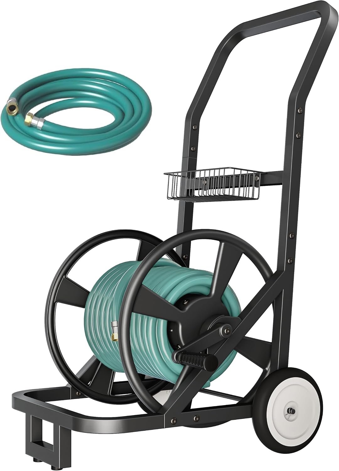 Artigarden Garden Hose Reel Cart with Wheels, Outdoor Water Hose Cart Black