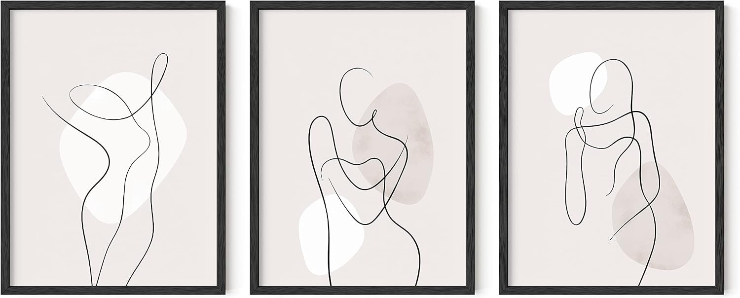 HAUS AND HUES Line Art Print – Set of 6, Feminine Paintings, Line Art Wall Decor, Body Art Work, Drawing Posters, Neutral Wall Art, Abstract Art Wall Decor, Minimalist Wall Art (Unframed 12×16)