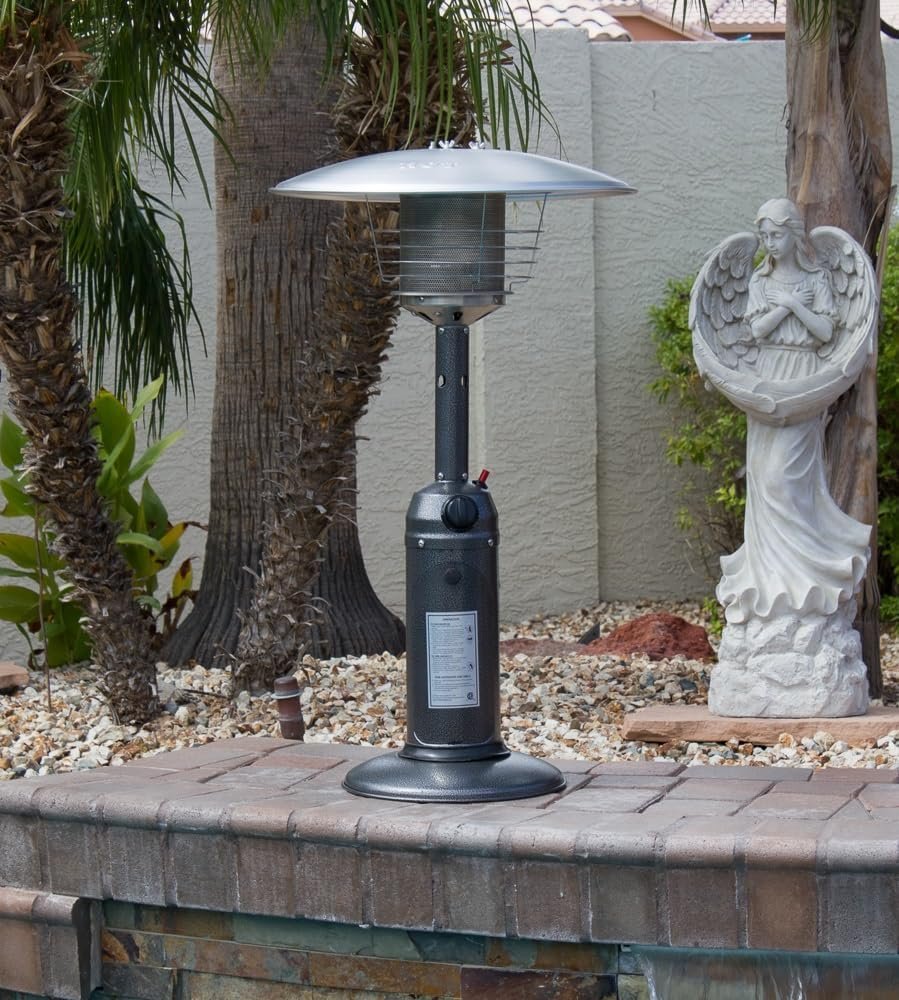 Portable Tabletop Patio Heater, 11000BTU, Propane Outdoor Heater, Variable Control, Anti-tilt Protection, Flameout Protection, Hammered Silver Finish