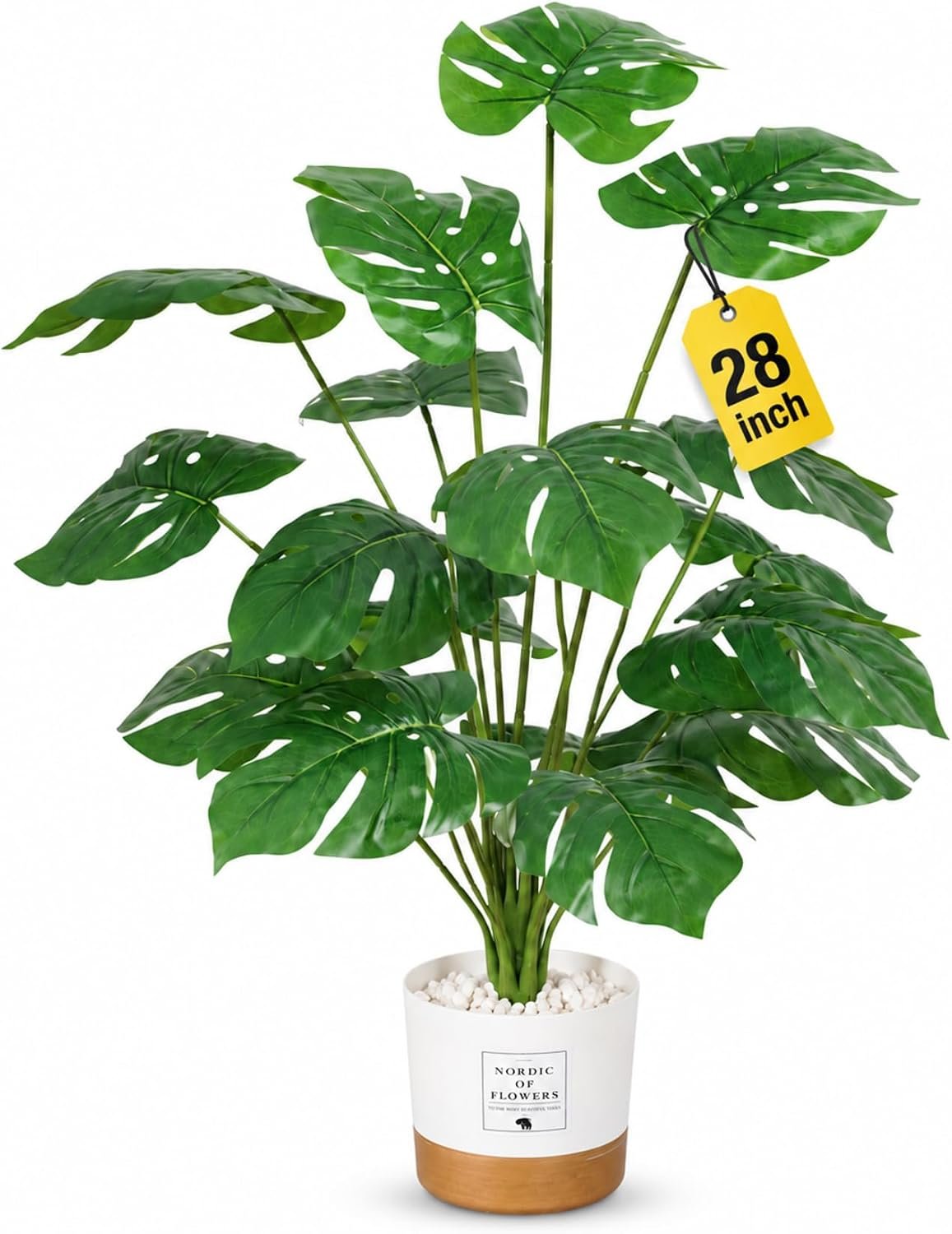 Guheake 28″ Fake Plants Large, Tropical Palm Tree Artificial Monstera Faux Plant Tree with Pot for Home Office Living Room Decor Indoor