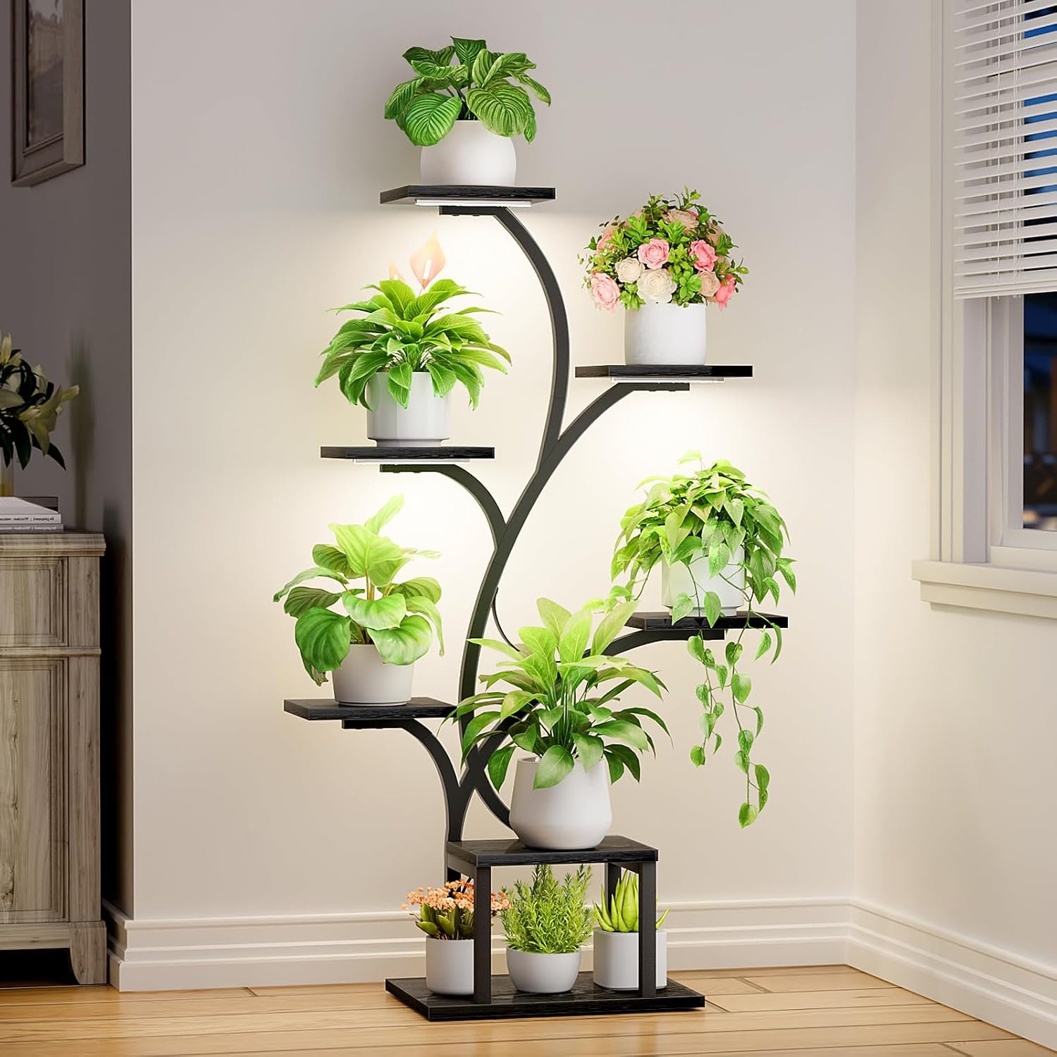 BACEKOLL Plant Stand Indoor with Grow Light, 7 Tier 49″ Lighted Plant Shelf