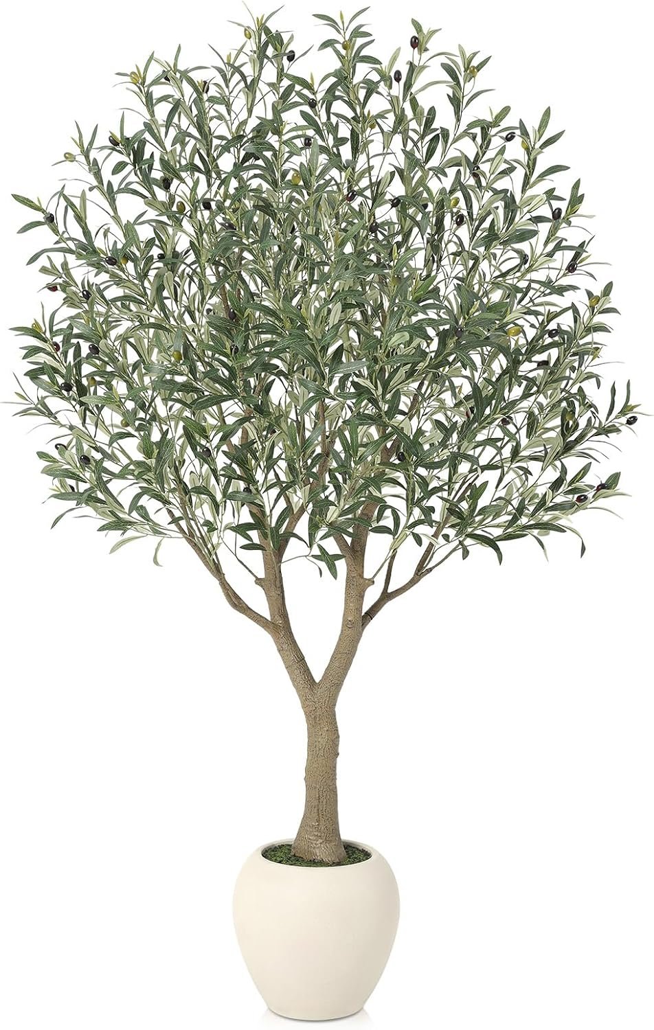 VeriNatural 6FT Olive Trees Artificial Indoor with 12in White Round Planter