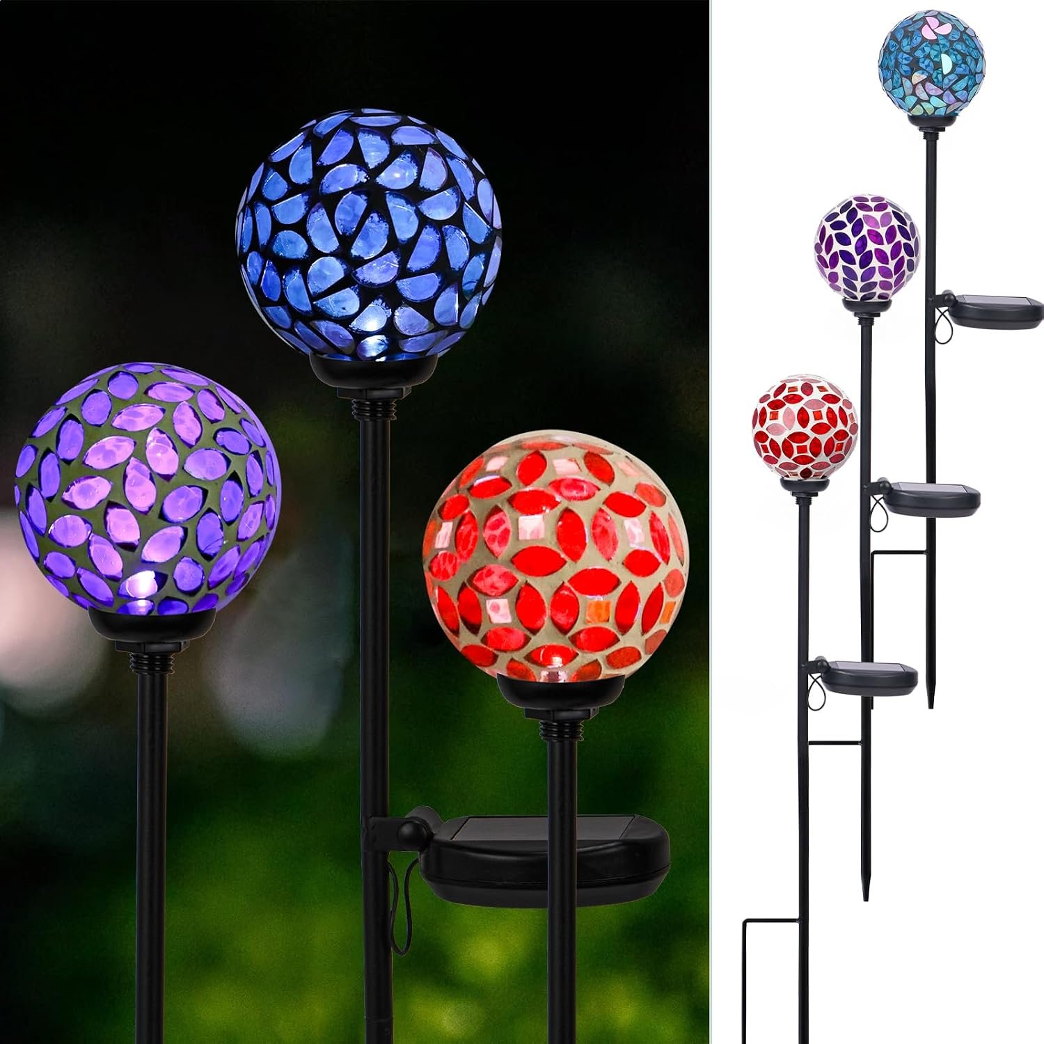 Afirst Solar Outdoor Decorative Light, Mosaic Stake for Yard Decor, 3.5″