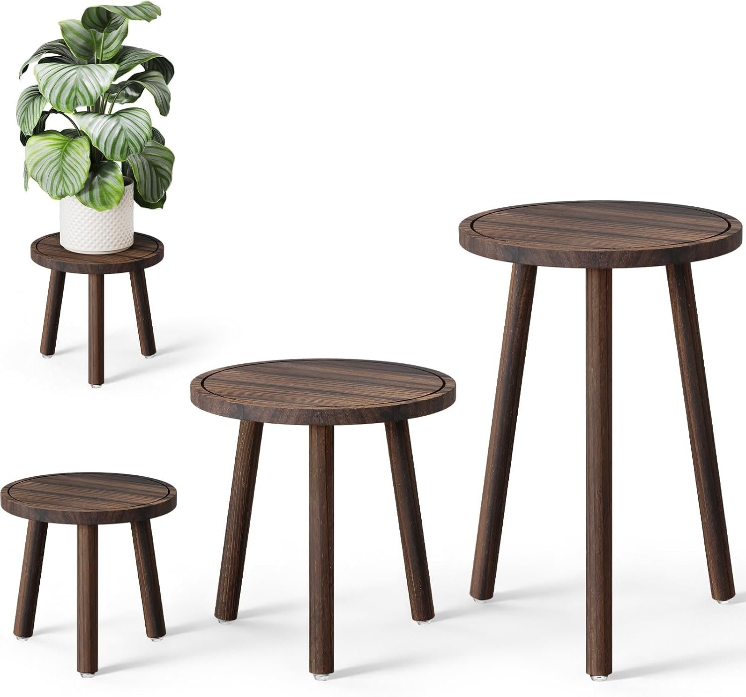 3-Pack Taller Plant Stand Indoor, Single Wood Plant Stool for 6-12 Inch Pot