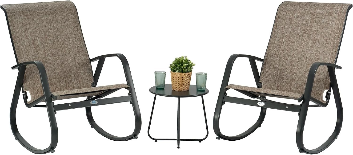 Kozyard 3-Piece Outdoor Rocking Chair Set, Patio Bistro Set