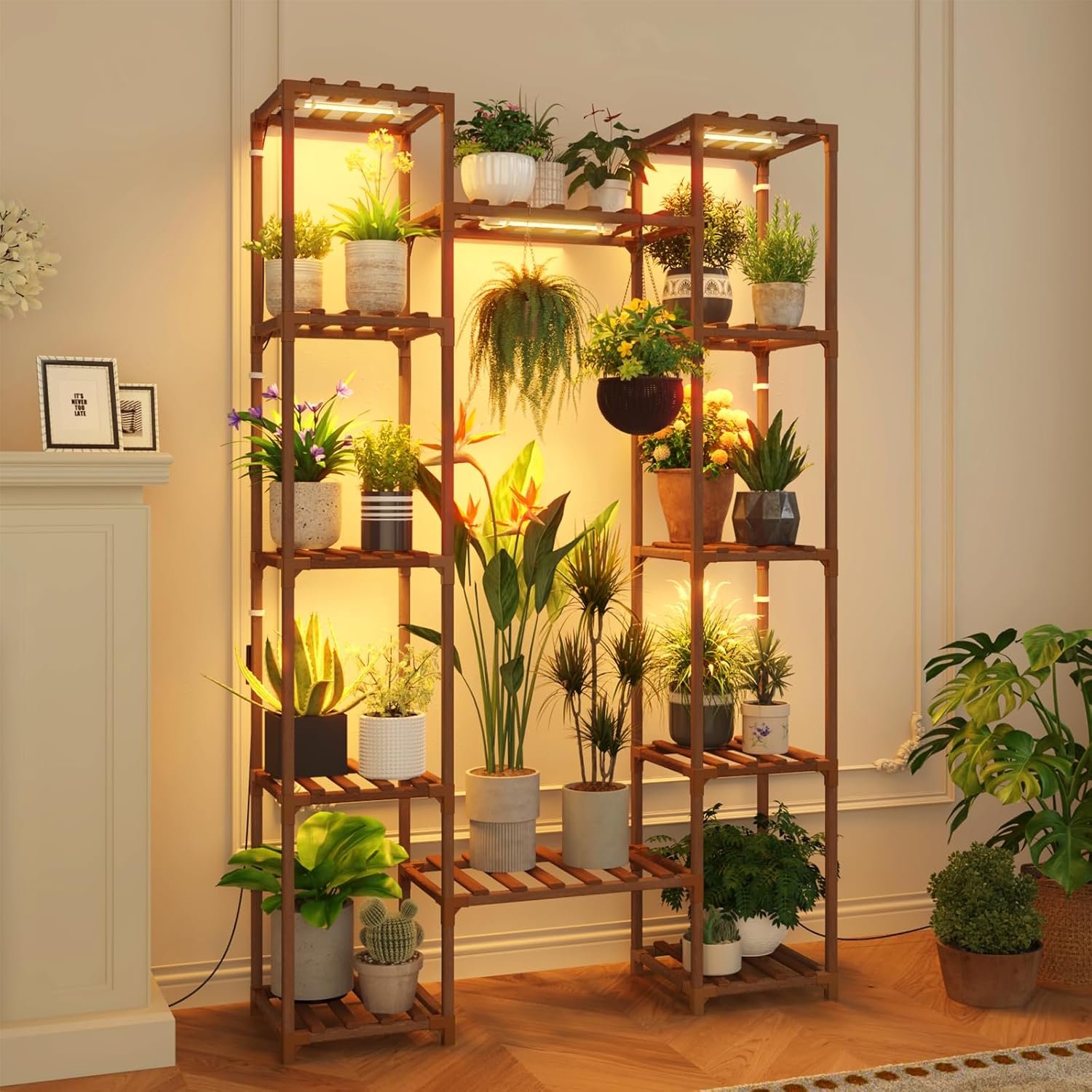GENTINGBRO Plant Stand Indoor with Grow Lights for Indoor Plants 62.2” Tall Plant Shelf 12 Tiers Sturdy Plant Rack for Plants Dispaly for Living Room Garden Patio Decor