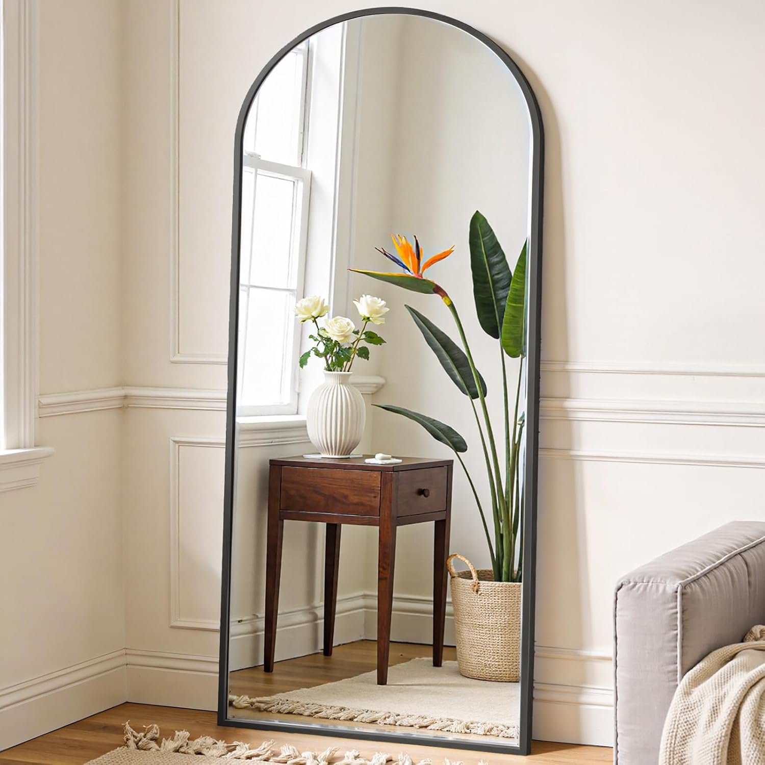 OLIXIS 64″x21.5″ Arched Full Length Mirror with Stand, Body Mirror