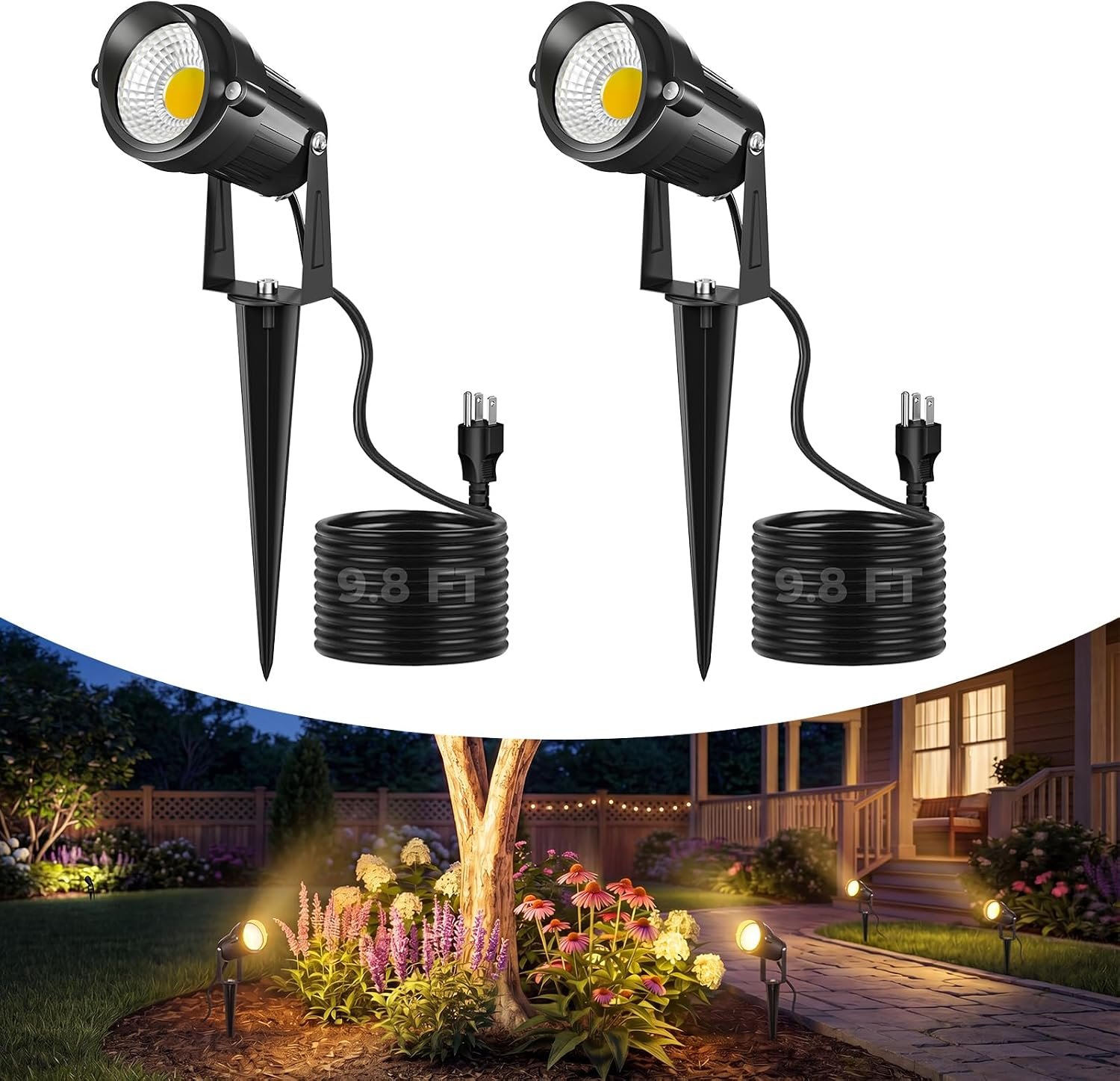 nipify 5W Outdoor Spot Lights, COB Landscape Spotlights with Spiked Stand