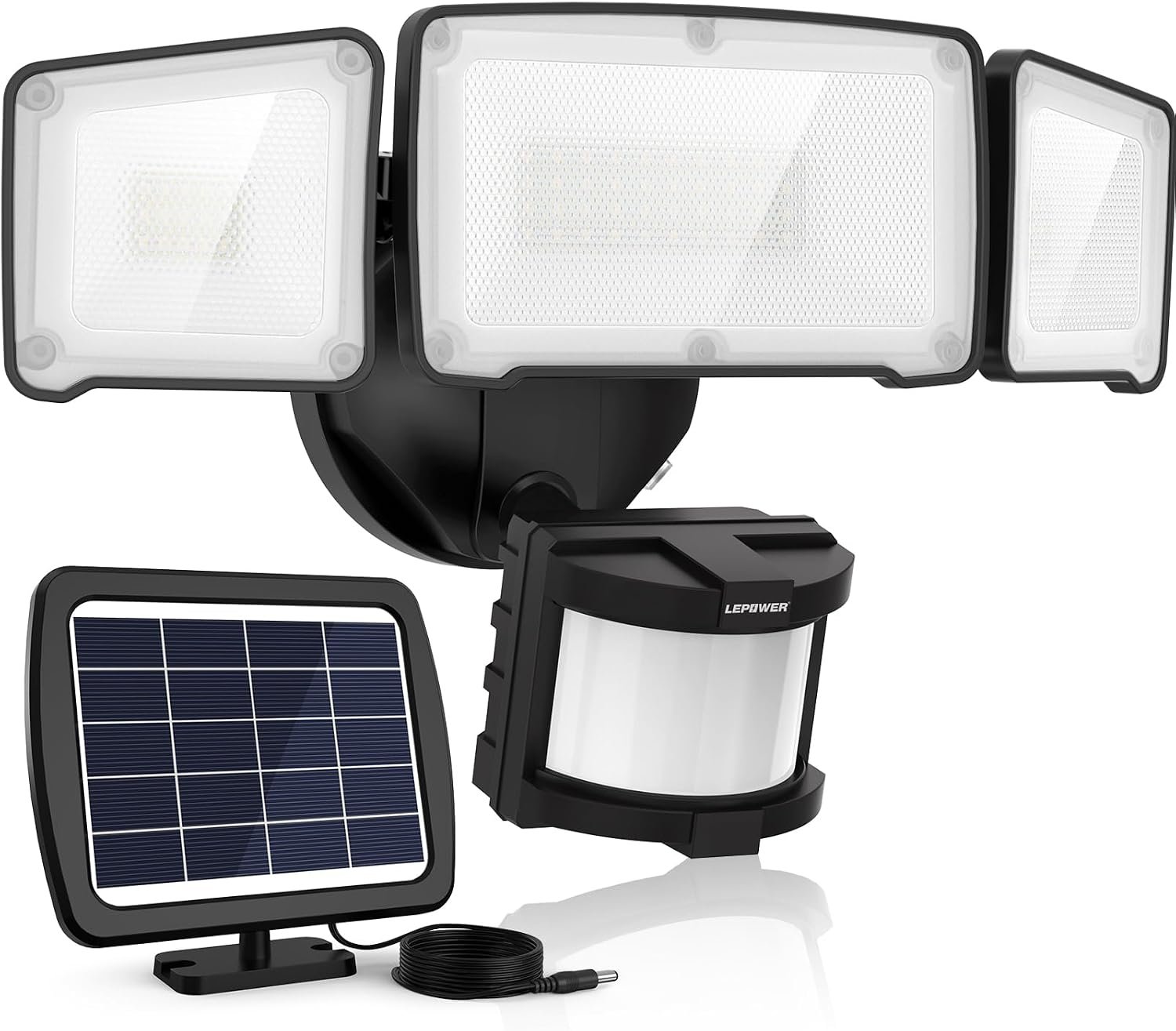LEPOWER Solar LED Security Lights, PIR Motion Sensor Outdoor, 1600LM, Yard