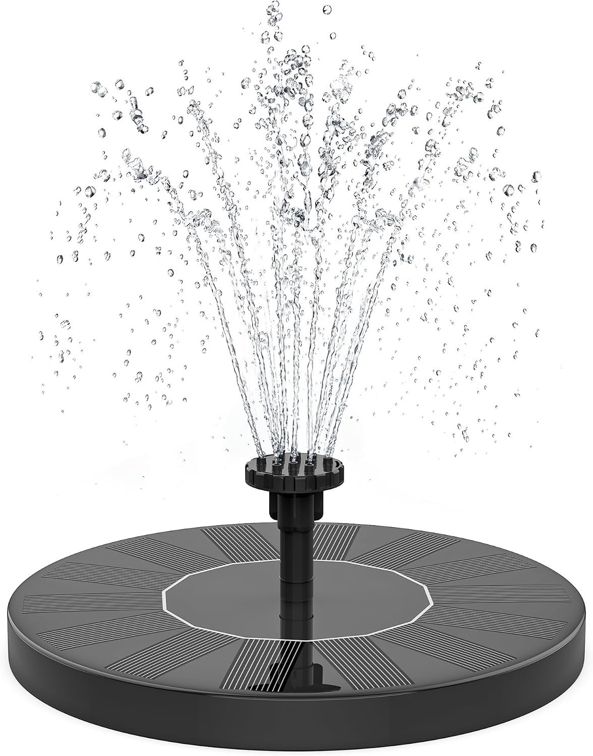 Solar Fountain, 1.5W Solar Bird Bath Fountains Pump Floating Solar Powered Water Fountain with 6 Nozzles and Fixer, Solar Fountain for Bird Bath, Outdoors, Garden, Pond, Pool