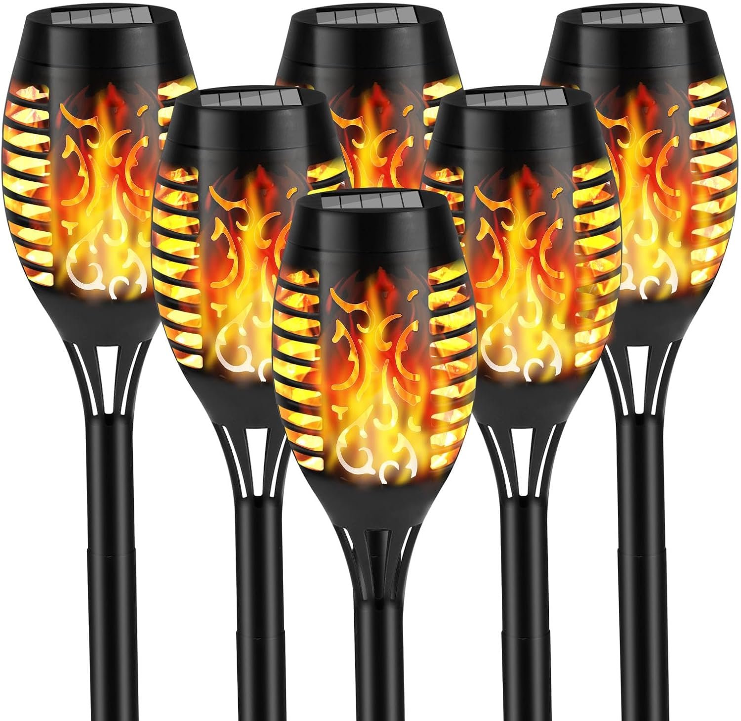 6 Pack Solar Torch Light with Flickering Flame, Outdoor Garden Decor