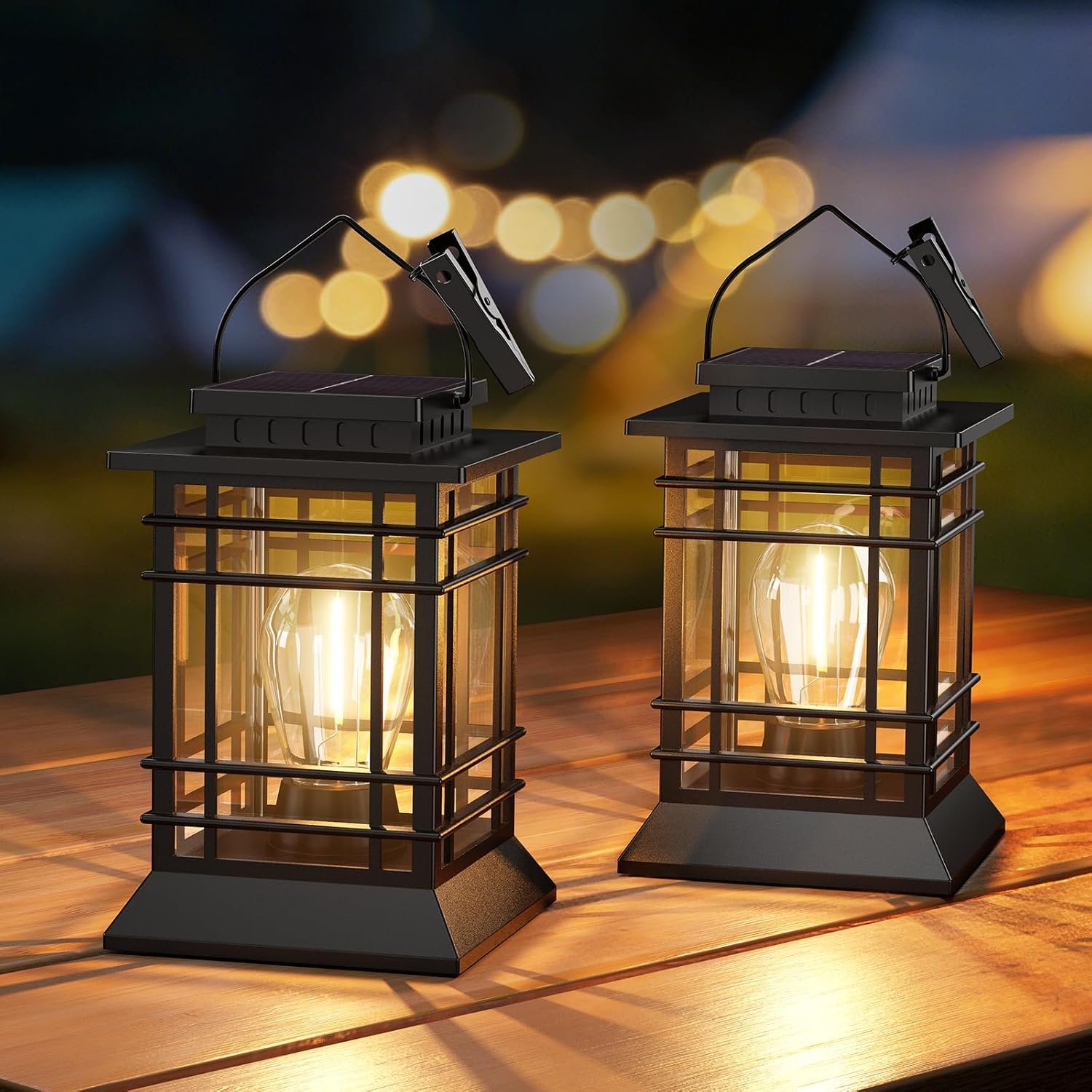 Solar Lanterns Outdoor Waterproof, Hanging Solar Lights for Outside 2 Pack