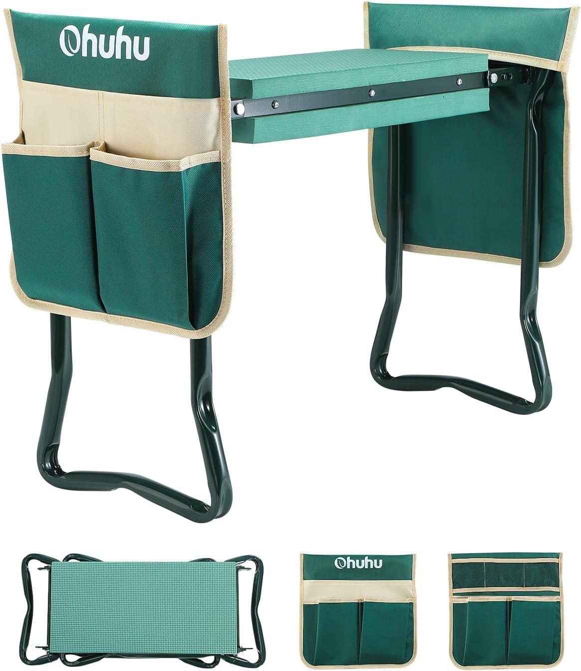 Ohuhu Garden Kneeler and Seat 8″ Wider Pad Heavy Duty 2-in-1 Foldable Stool
