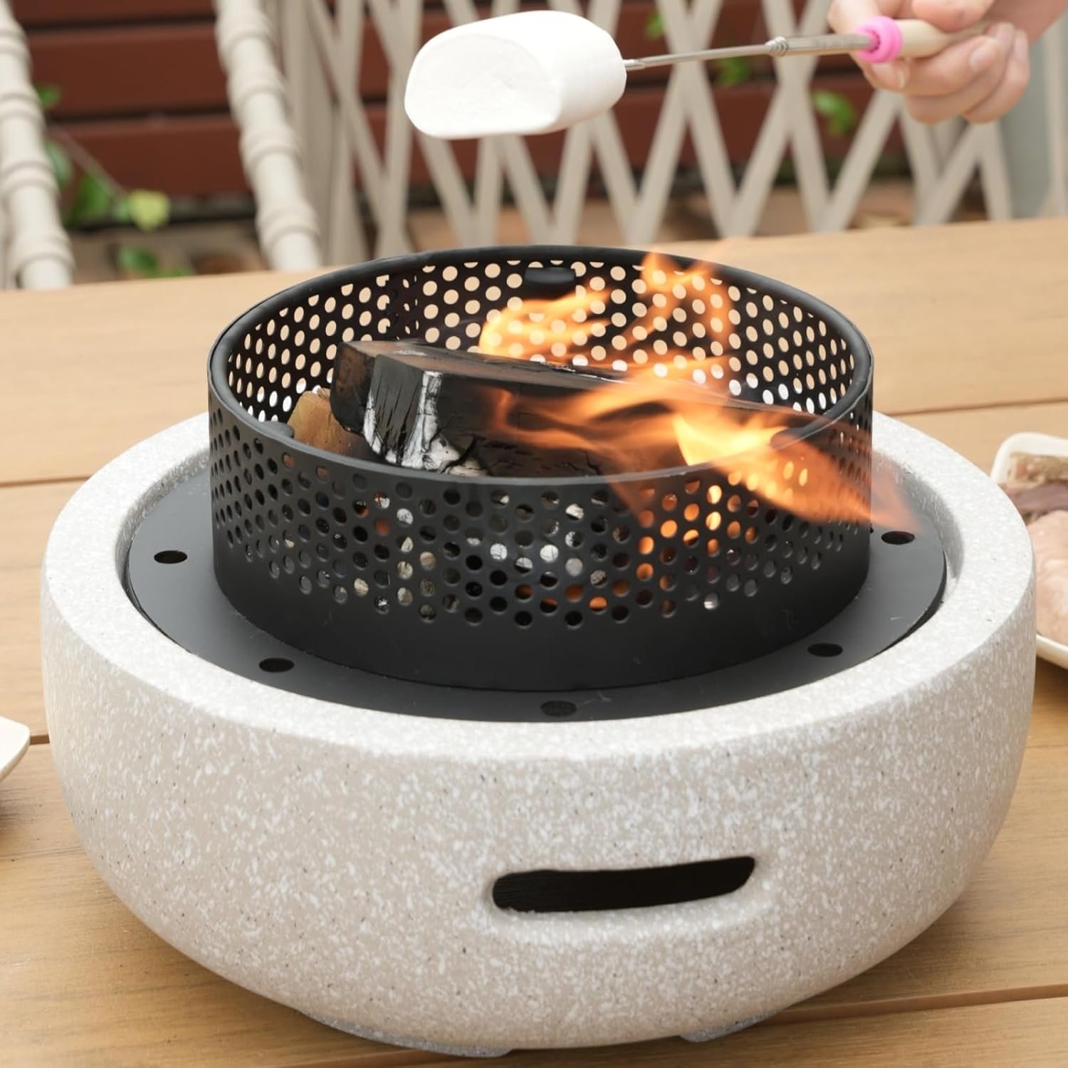Tabletop Fire Pit Wood and Charcoal Burning Outdoor Fireplace