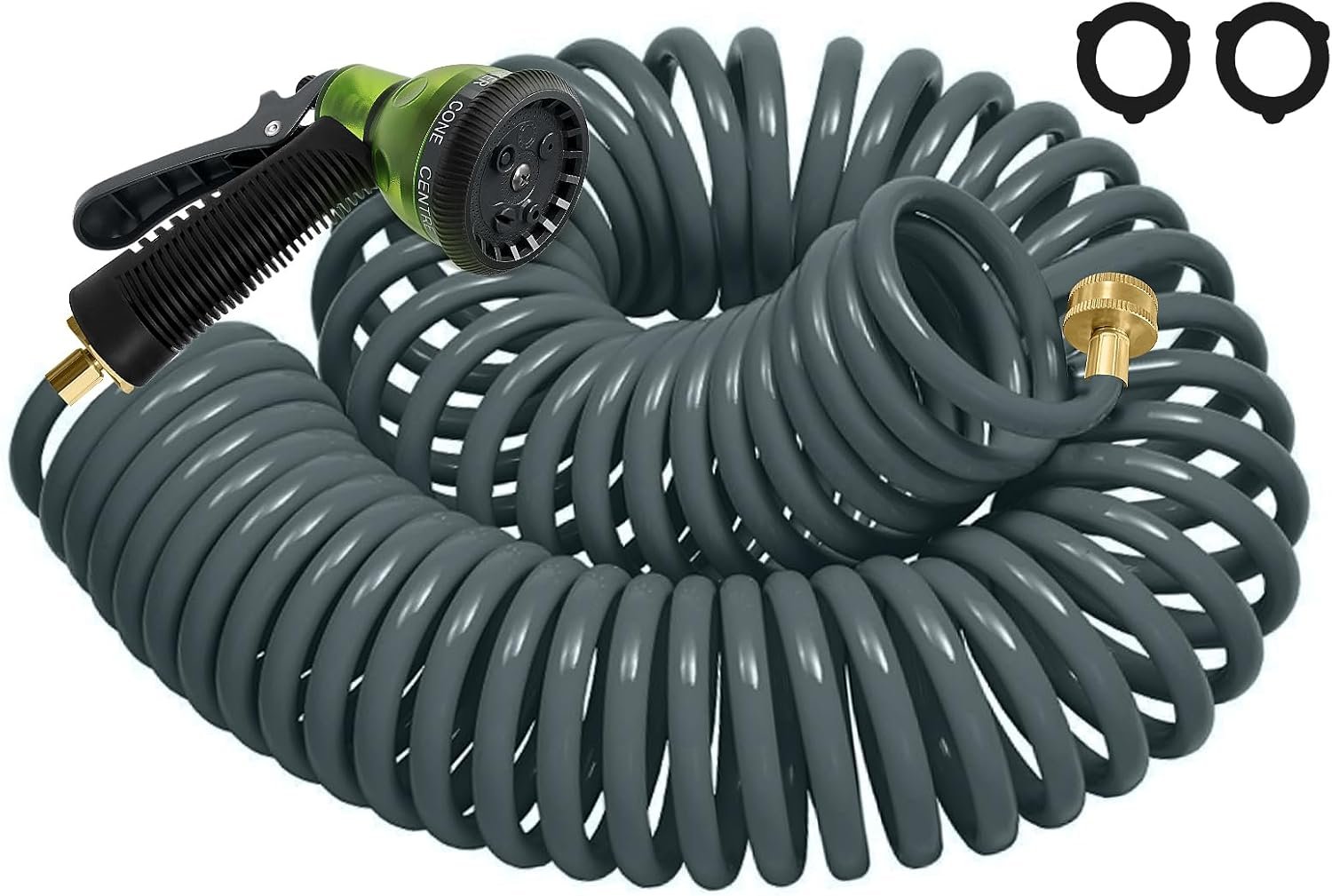 Coil Hose 25FT EVA Coil Garden Hose With 3/4” Brass Connector