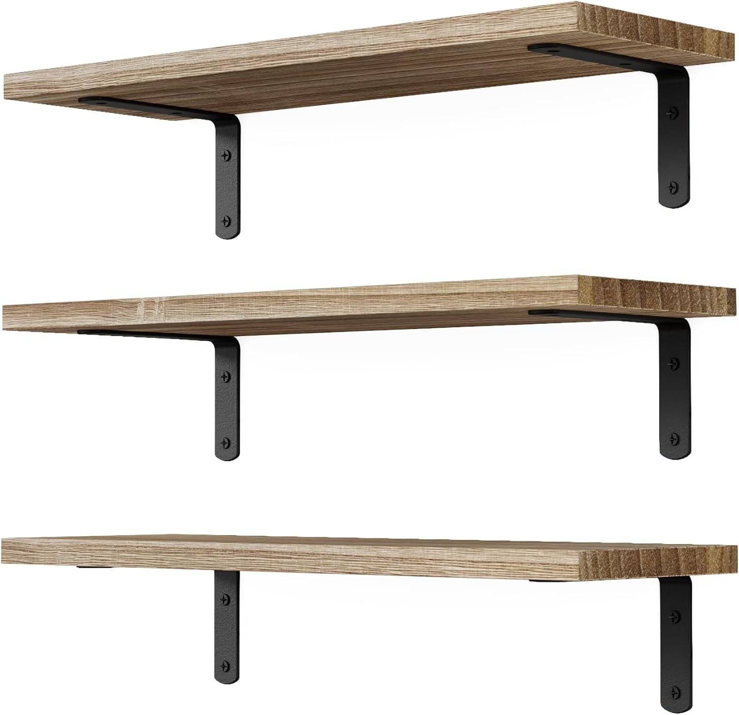 DOLLFIO Floating Wall Shelves, Decor & Storage, Rustic Brown, 16.5”, 3Pcs