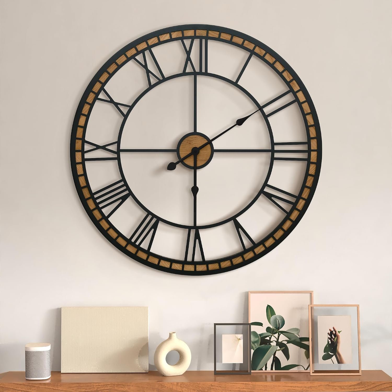 Micasso Oversized Wall Clock Decorative: 30 inch Farmhouse Battery Operated