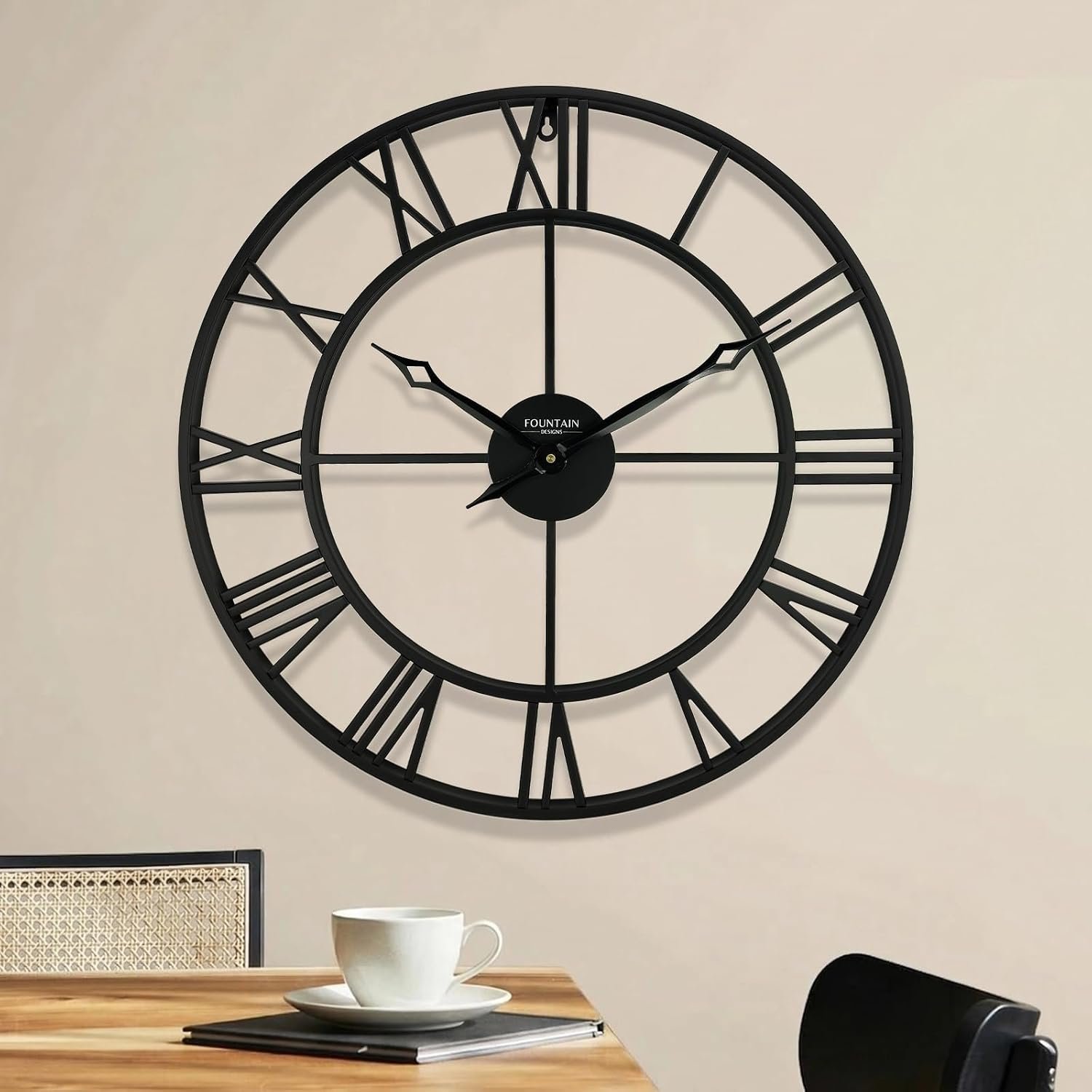 24 Inch Wall Clocks for Living Room Decor,Roman Numeral