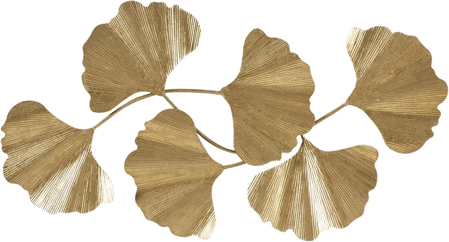 Madison Park Wall Art Living Room Décor Faye Metal Foil Ginkgo Leaf Large Home Accent Modern Inspired Dining, Bathroom Decoration Ready to Hang Ornament for Bedroom, 43″W x 23.5″H x 1.6″D, Gold