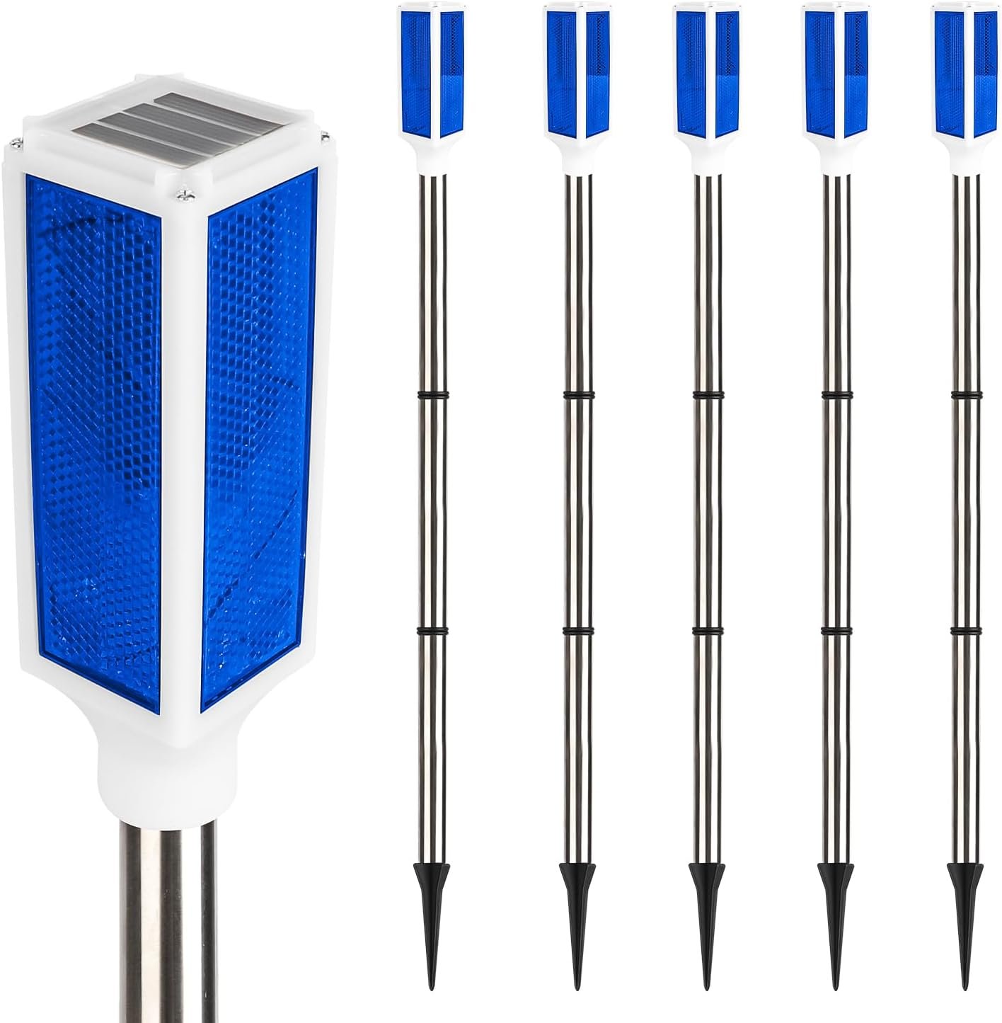 5 PCS Solar Driveway Markers, Solar Powered Lights, Reflective Road Stakes