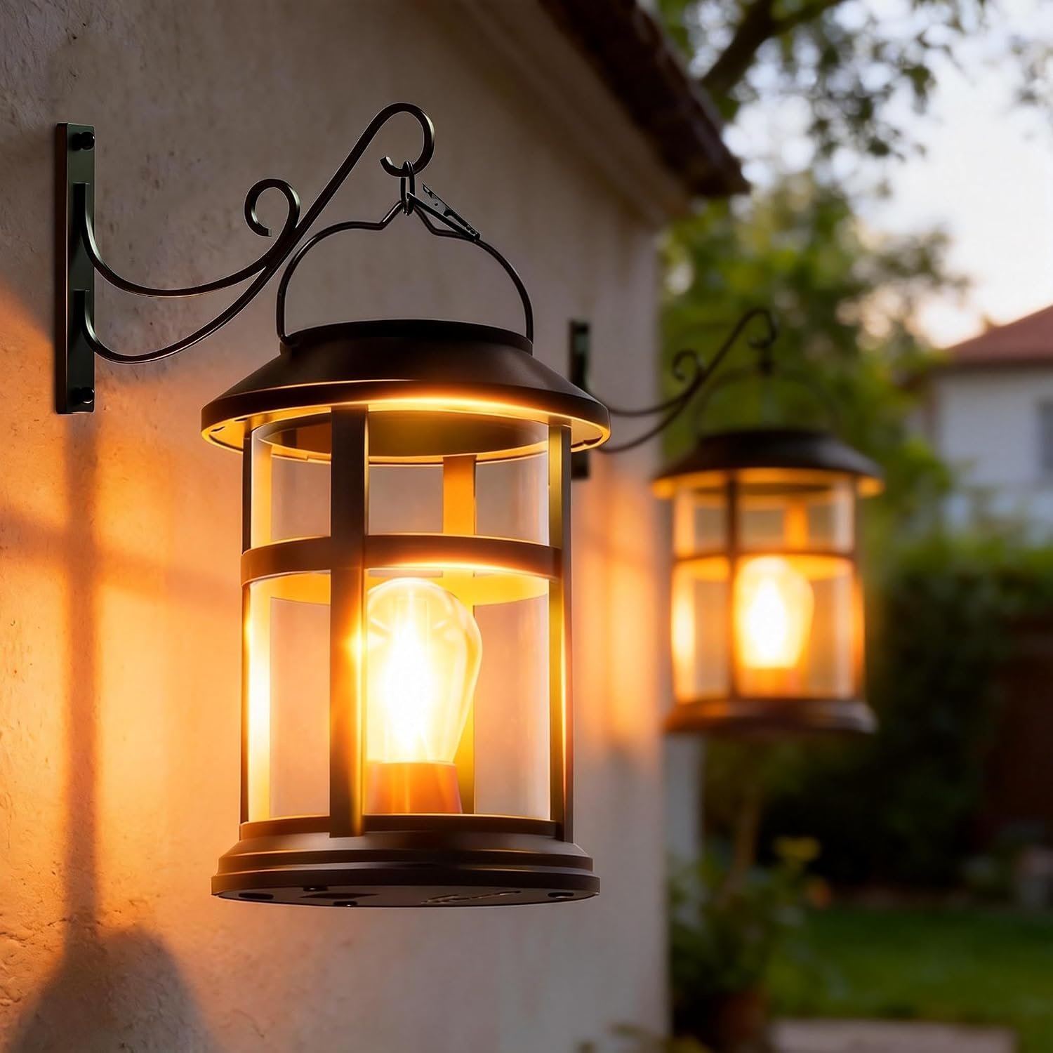 GARPAR Solar Lanterns Outdoor Waterproof, Hanging Solar Lights with Hook