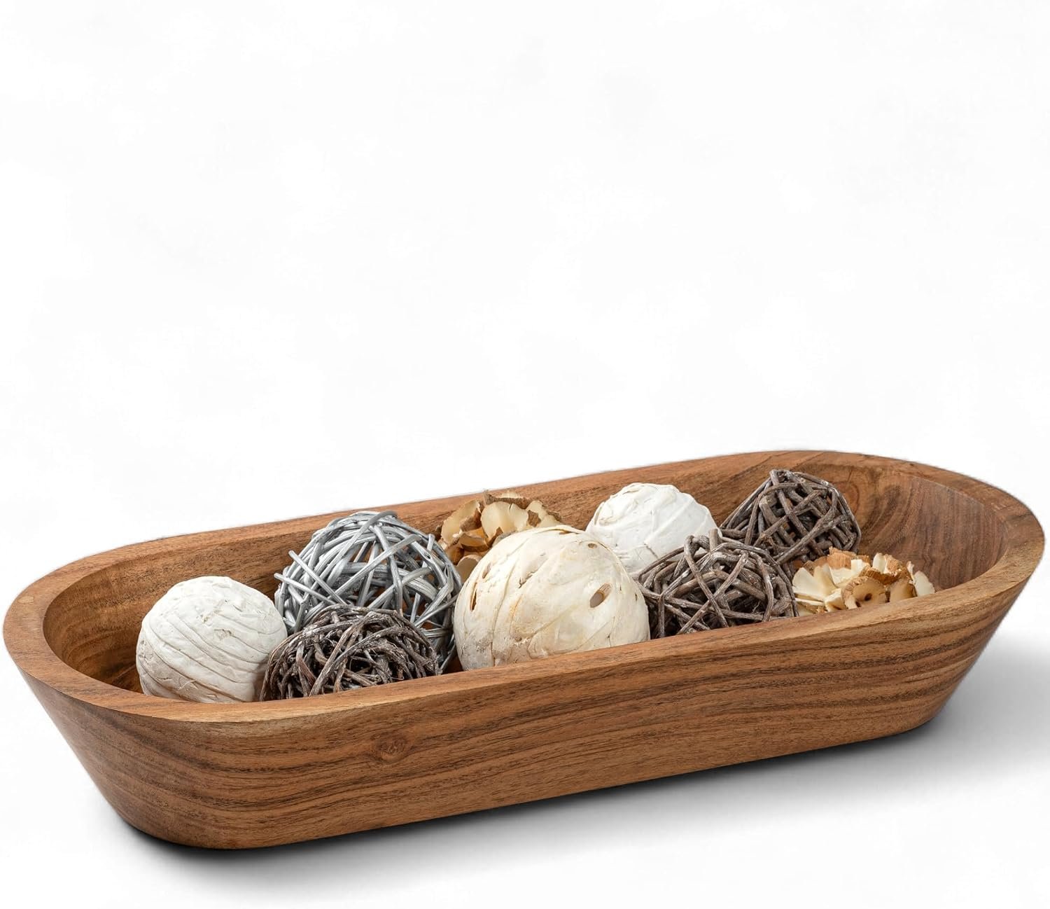 Mie Creations 16.5” Large Wooden Dough Bowl for Decor, Table Centerpiece