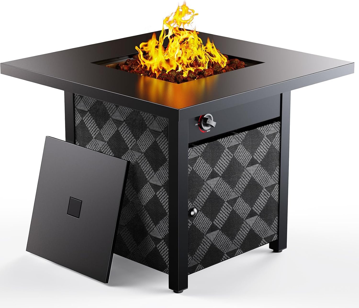 Ciays 28Inch Propane Fire Pit Table, 50,000 BTU Outdoor Gas Fire Pit Table CSA-Certified for Outside Patio with Removable Lid and Lava Rocks, Add Warmth and Ambience to Parties, Backyard, Garden