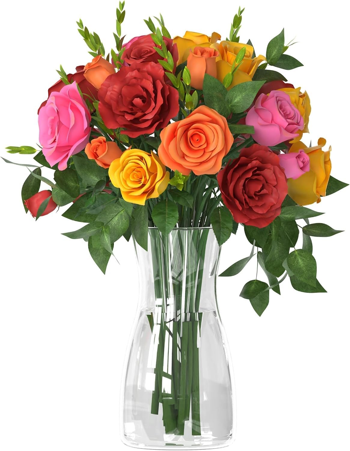 Der Rose 8″ Flower Vase Clear Glass Vase for Wedding Centerpiece Decor Gift