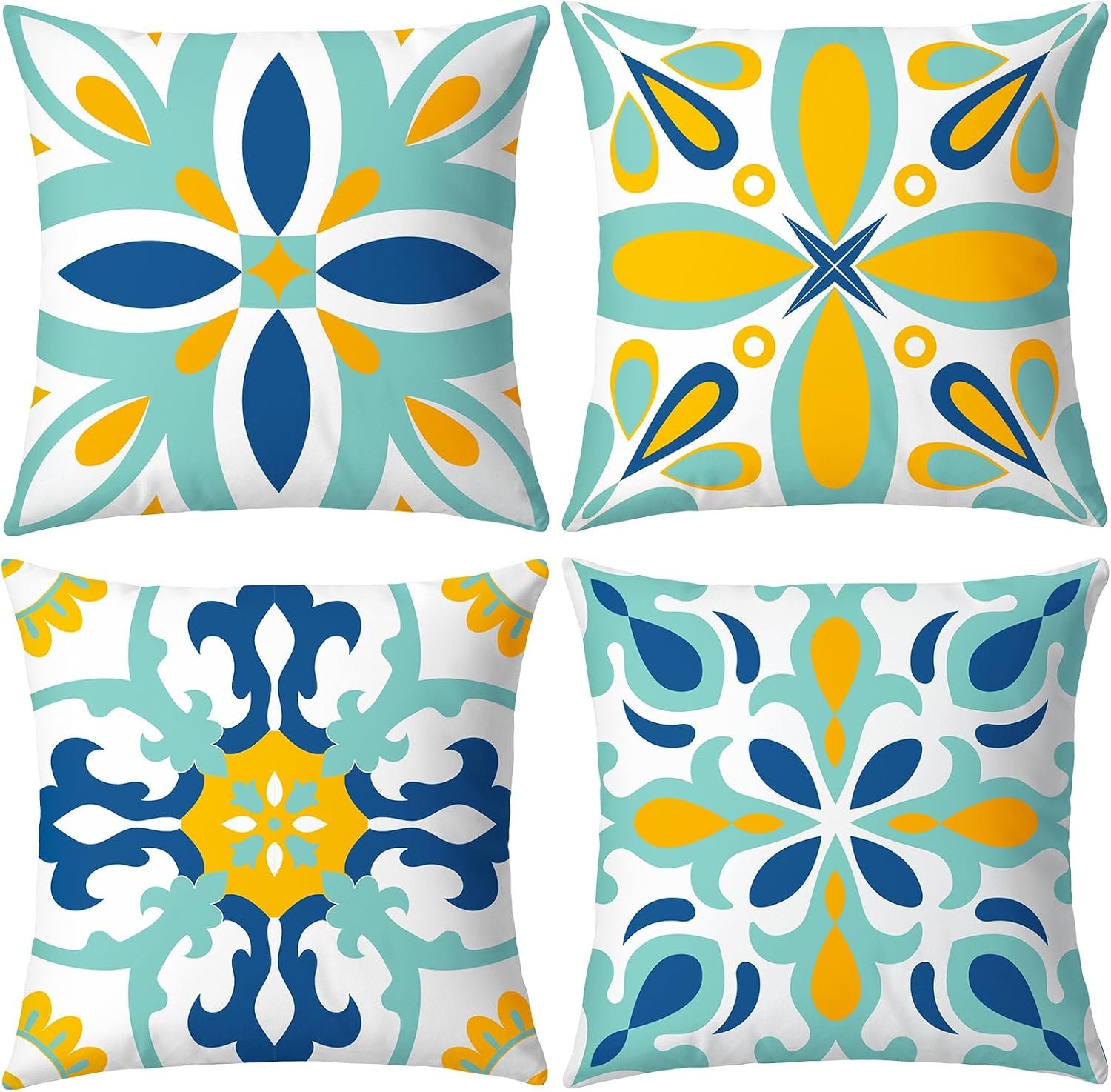 4 Pack Outdoor Pillow Covers 18×18 Waterproof Pillowcovers