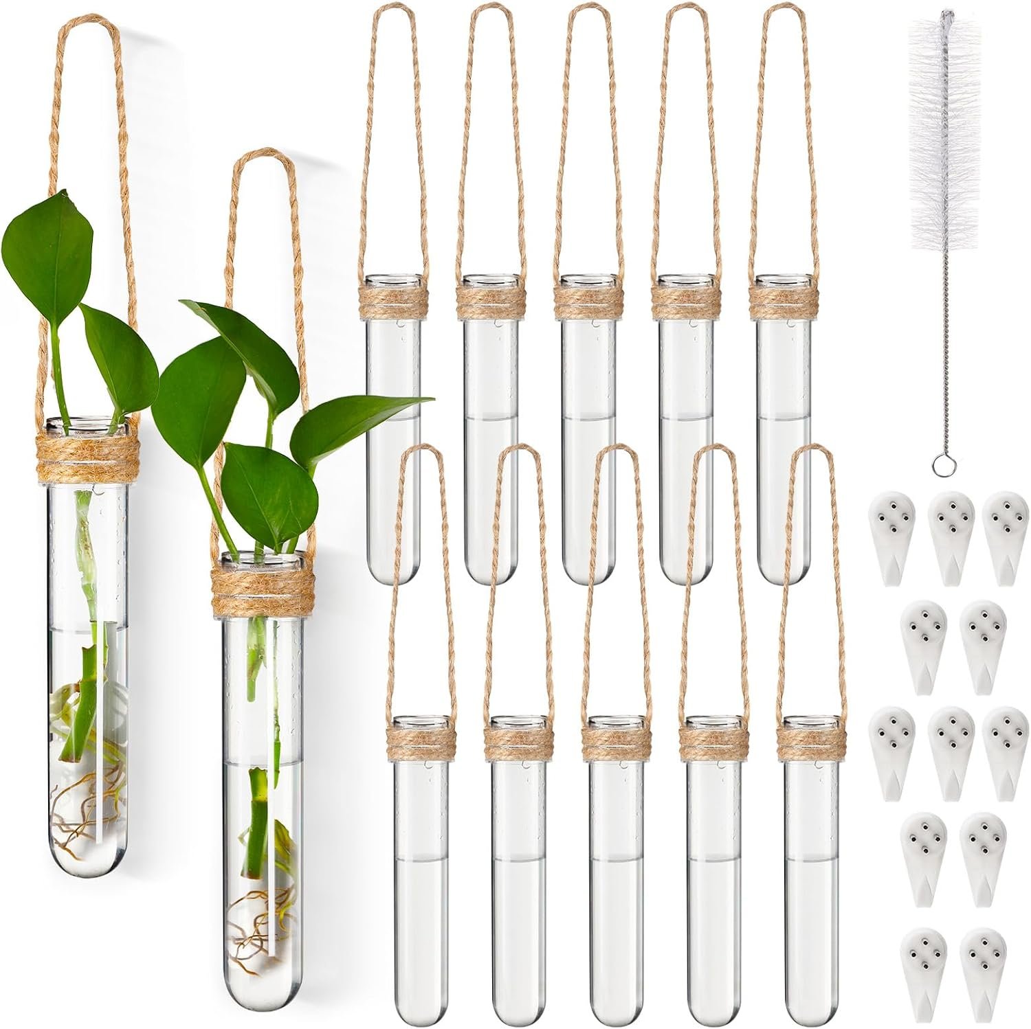 Baderke 12 Pack Plastic Hanging Propagation Station Tubes, Natural Color