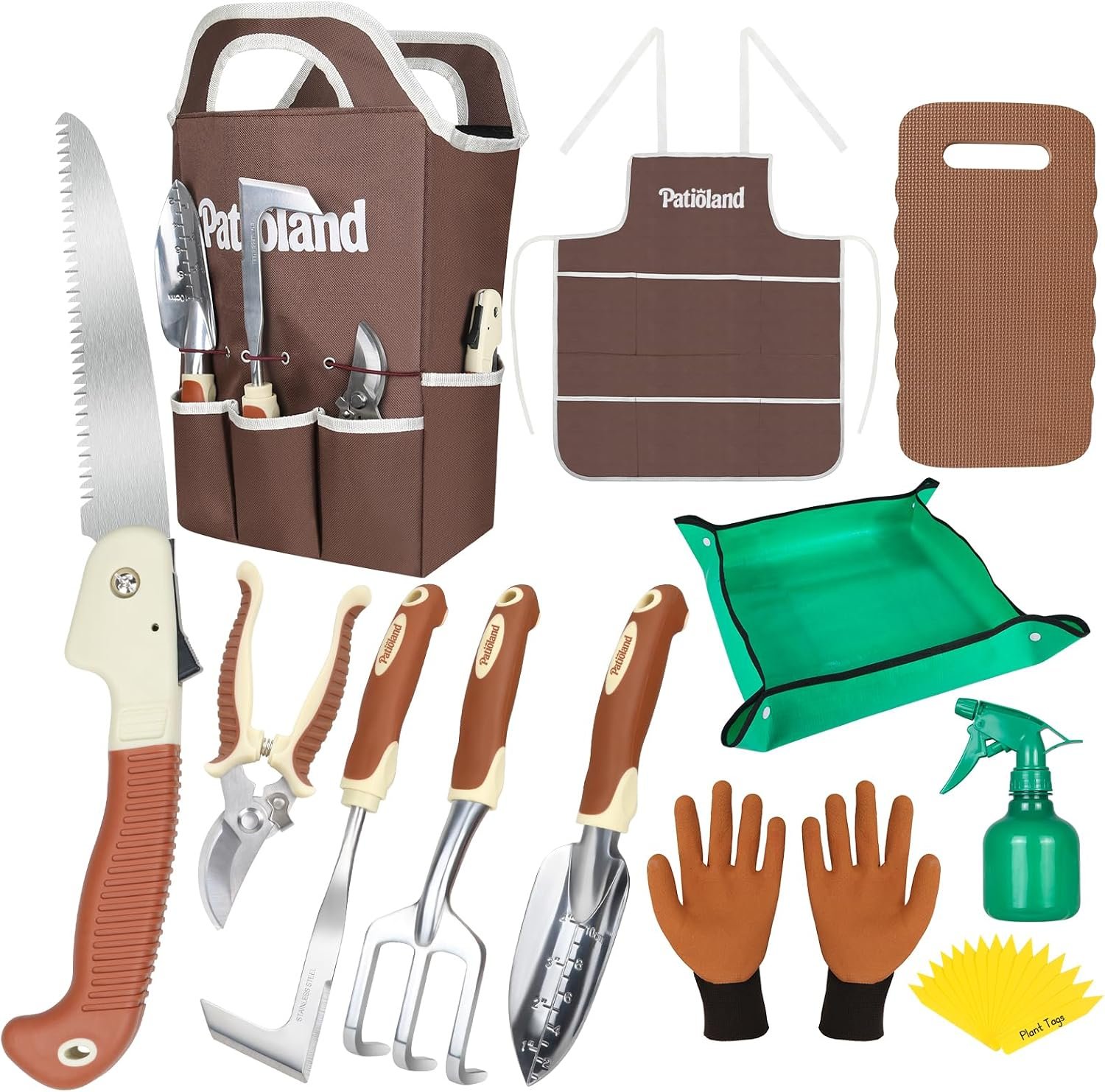 Brown Garden Tools Set 26-Piece, Gardening Gifts for Women Men