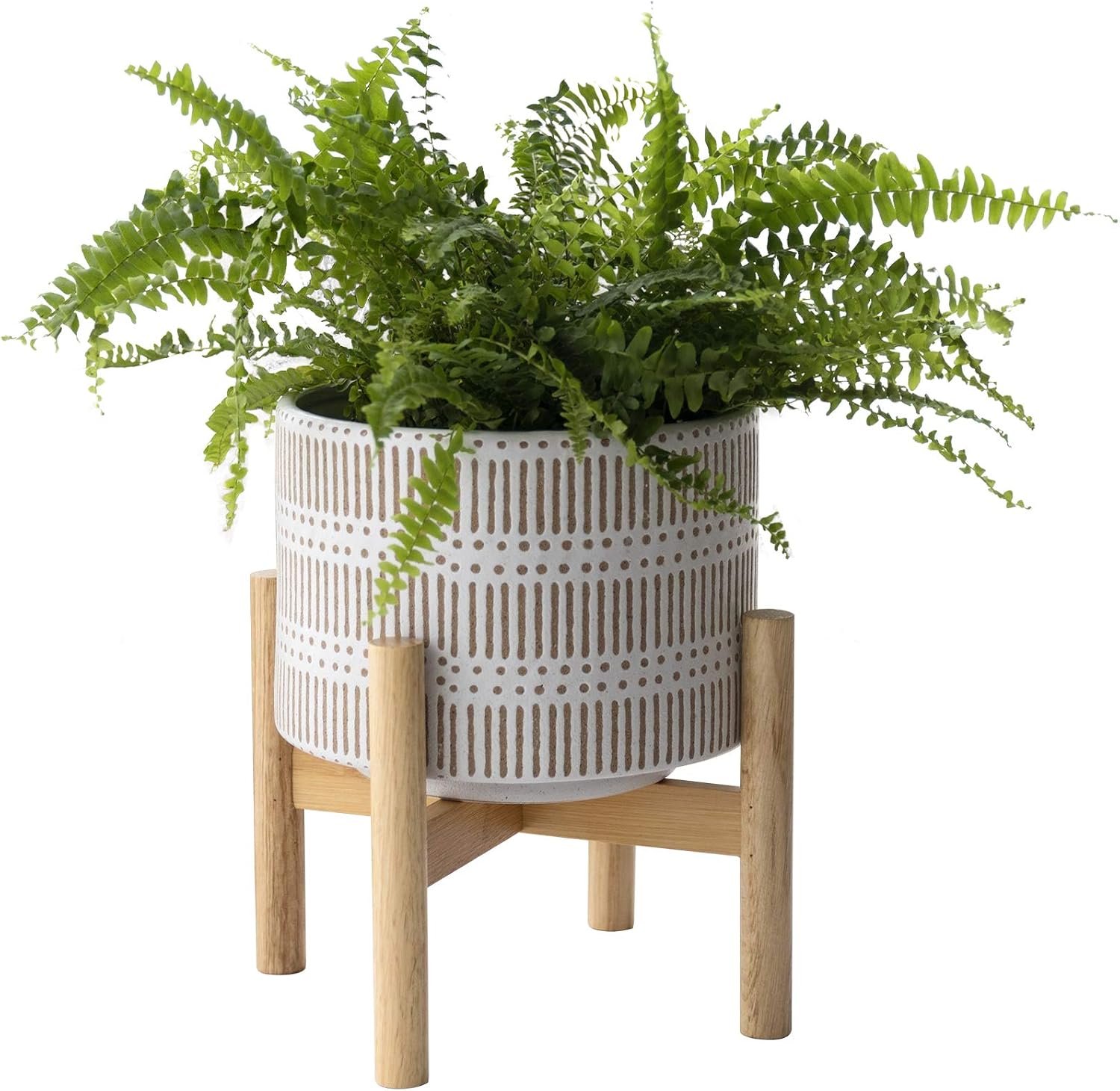 LA JOLIE MUSE Ceramic Planter for Plant, 7.3 Inch Indoor Planter with Stand