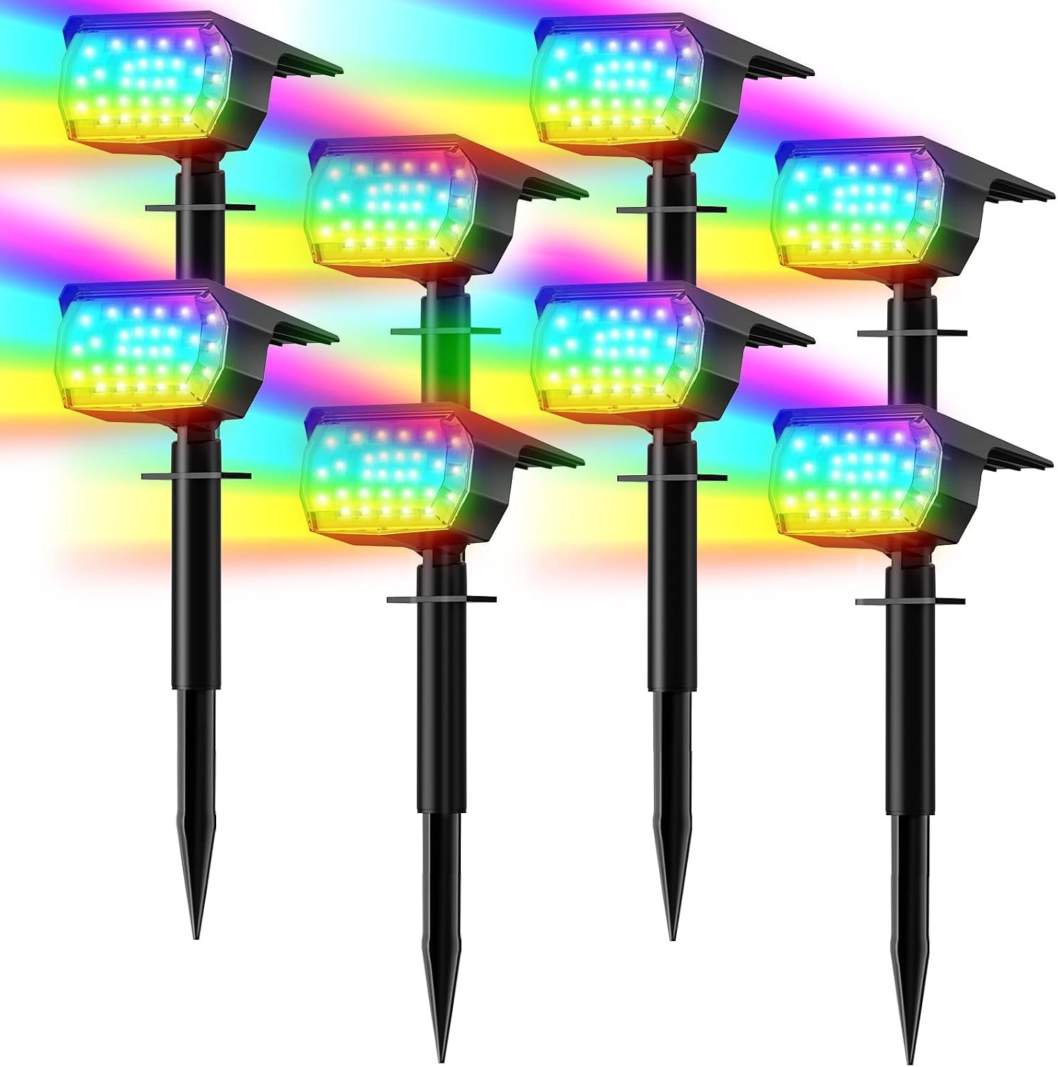 LANSOW Solar Spot Lights Outdoor Color Changing, 8 Pack Christmas Spotlight