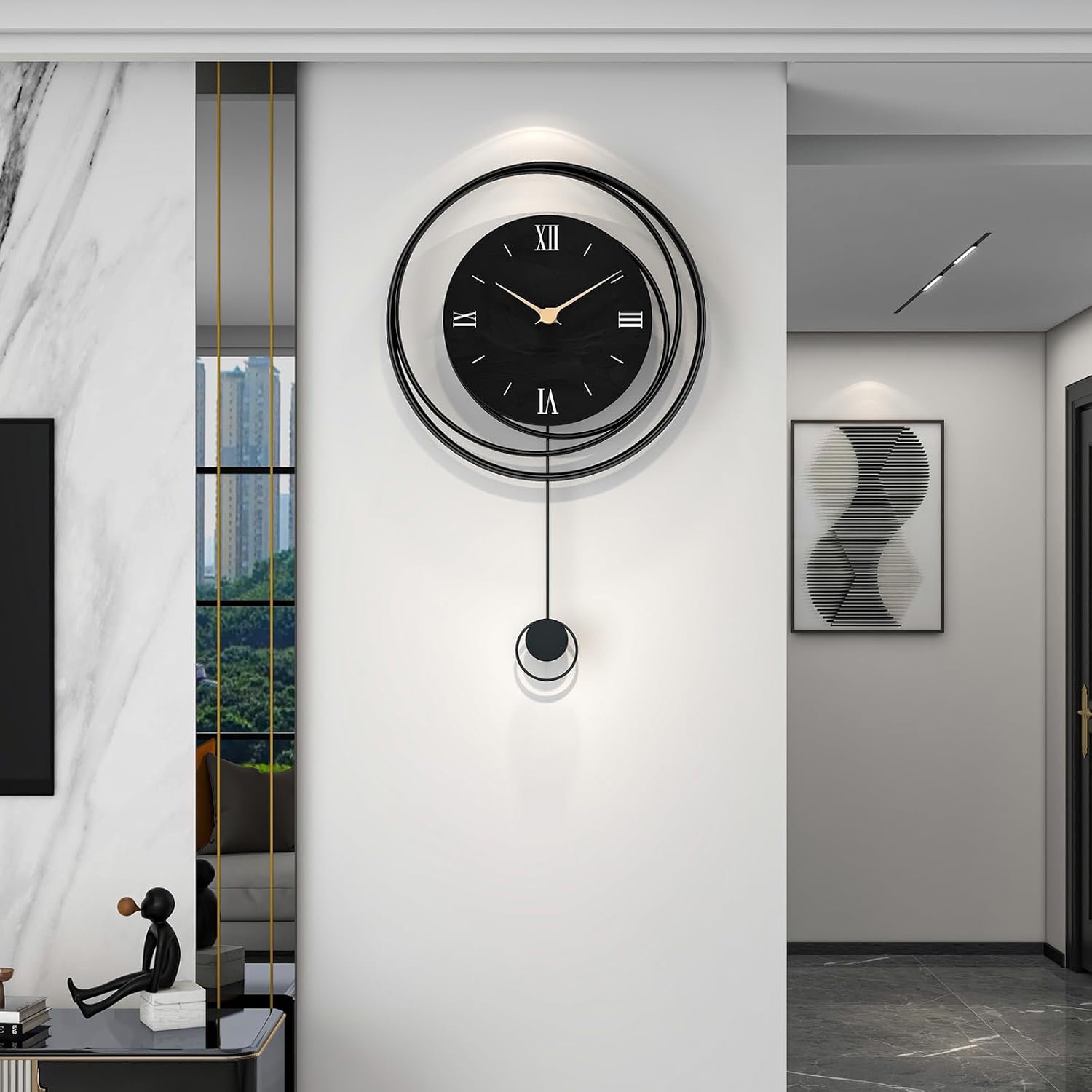 Big Modern Decorative Pendulum Wall Clock for Living Room Decor