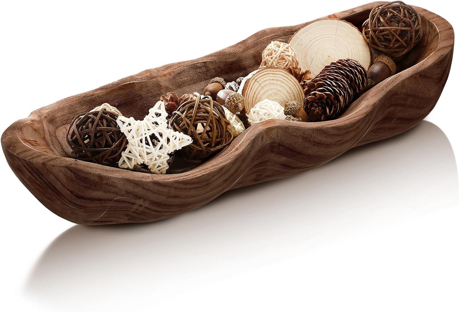Nuogo 16 Inch Wooden Wavy Edge Dough Bowl Supplies, Brown