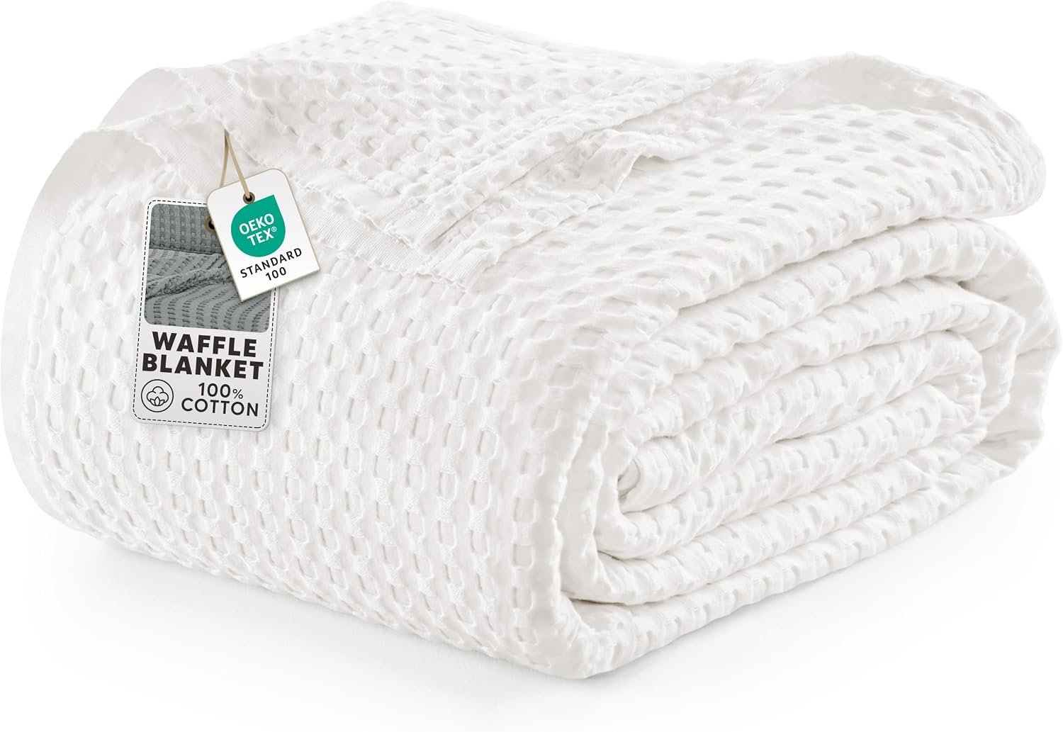 Utopia Bedding 100% Cotton Waffle Blanket Twin Size White, 90×72 Inch