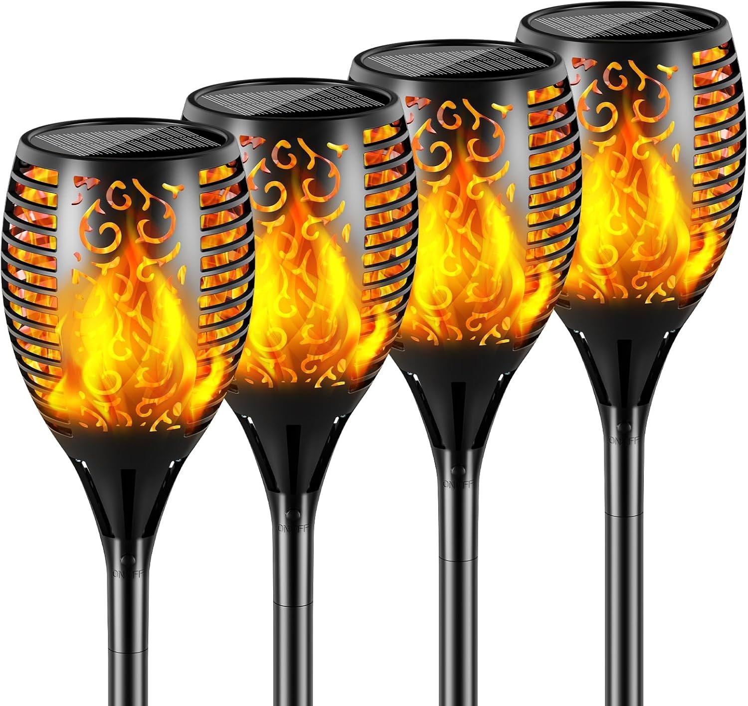 Solar Lights Outdoor 99 LED Higher & Larger Flickering Flame Solar Torch Lights 43″ Waterproof Solar Powered Pathway Lights Christmas Decorations for Garden Patio Yard, 4 Pack