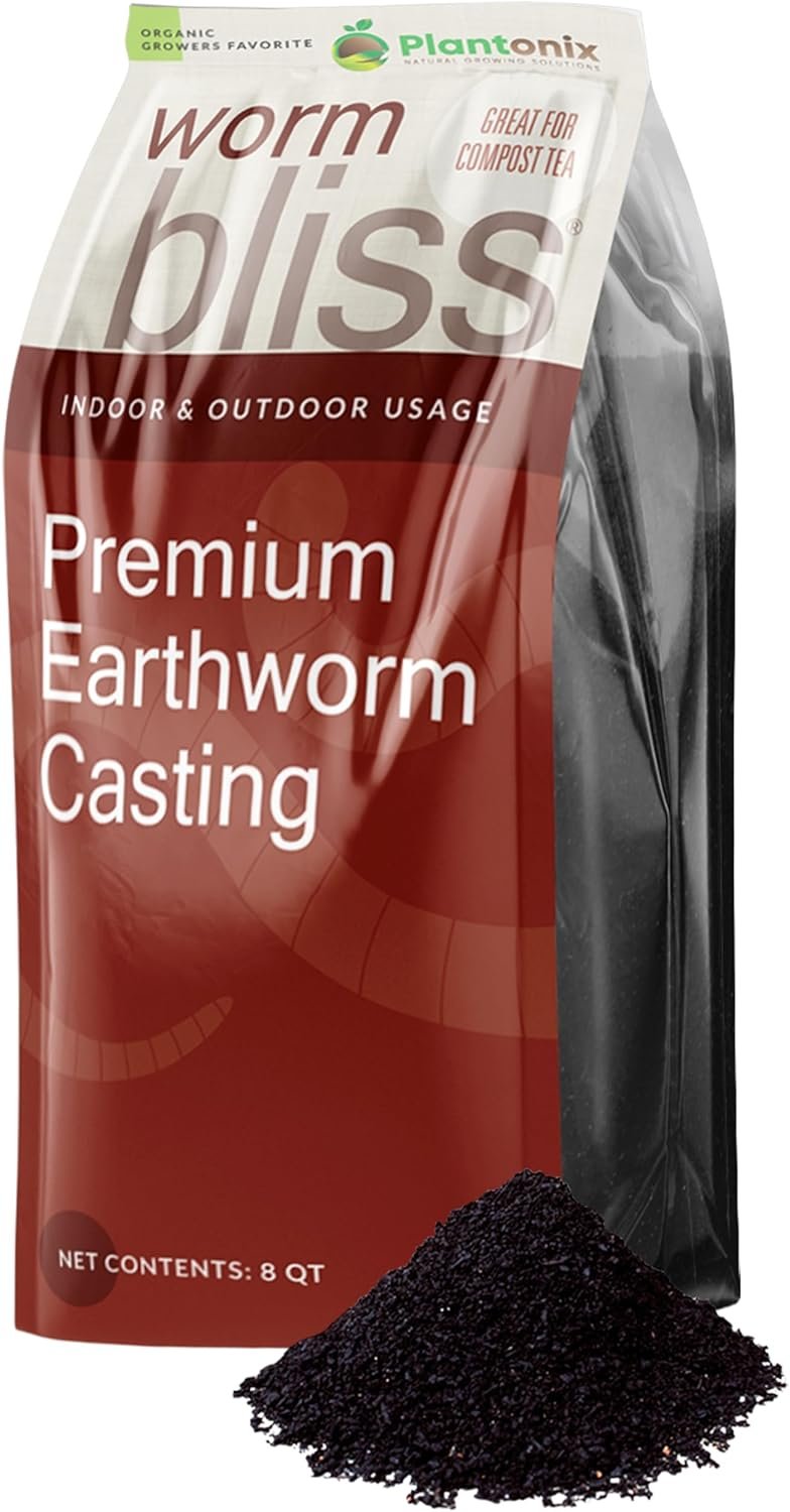 Worm Bliss (8 Qts) – Organic Worm Castings for Plants & Gardening – OMRI-Listed Earthworm Castings for Plants, Vegetables, Flowers, & Potting Soil – Organic Garden Fertilizer Rich in Nutrients